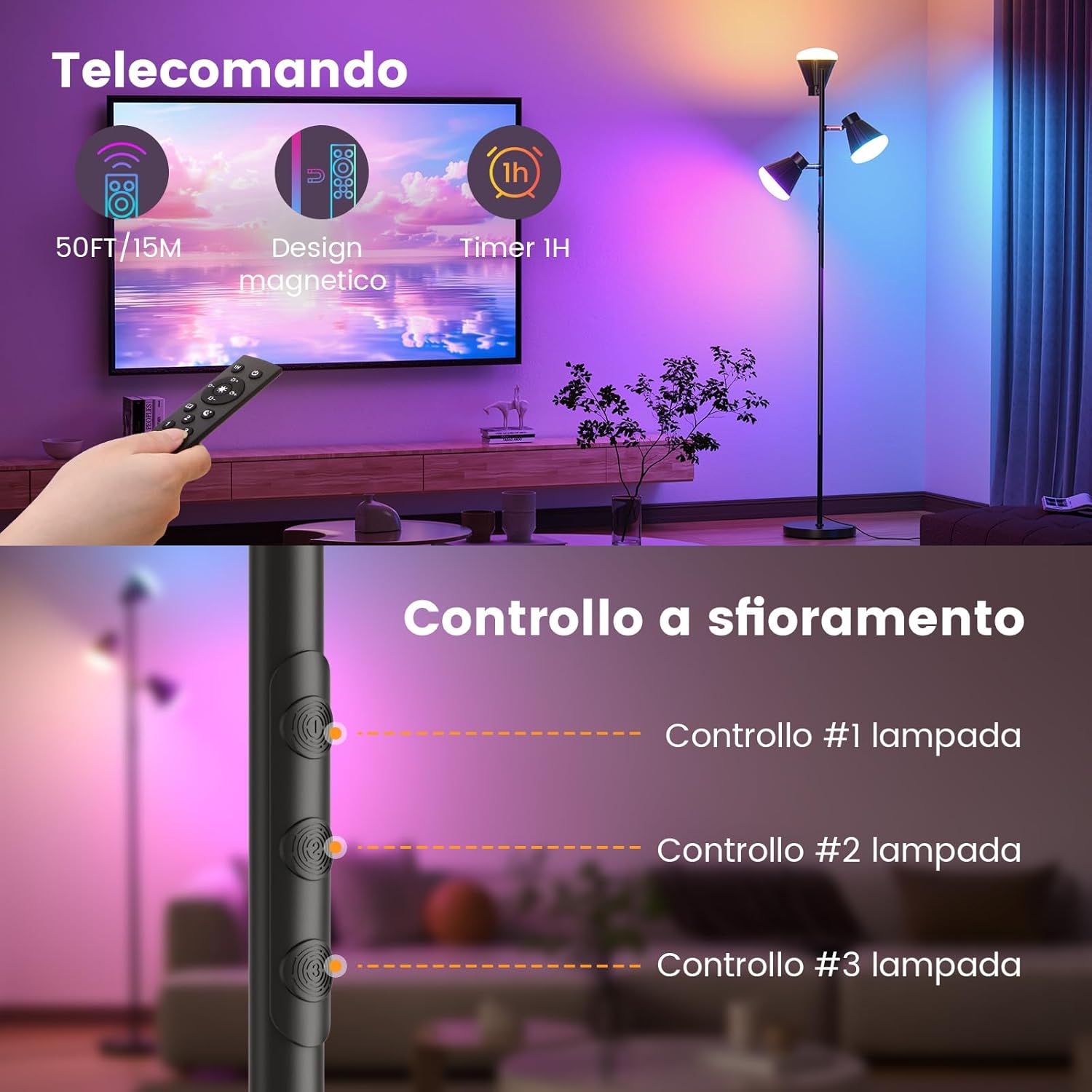 SIBRILLE Lampada da Terra RGB 36W 3000 lm - immagine 3