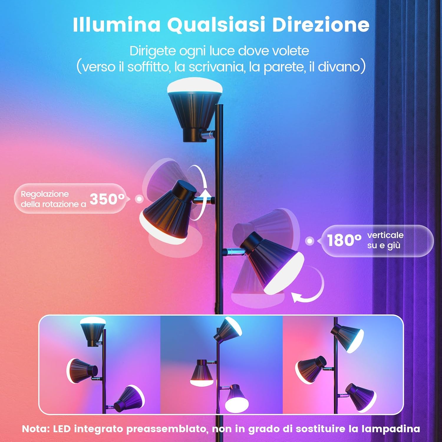 SIBRILLE Lampada da Terra RGB 36W 3000 lm - immagine 4