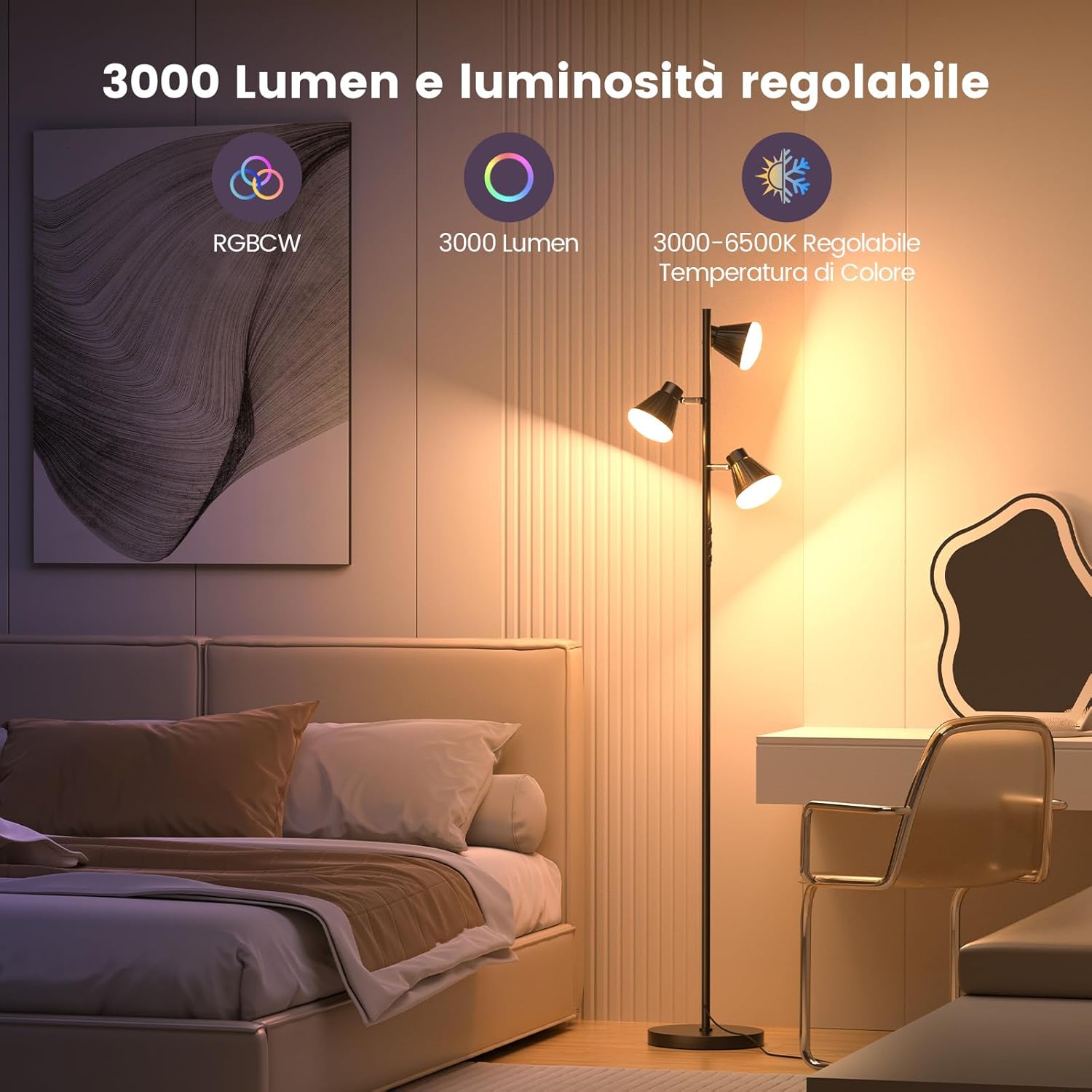 SIBRILLE Lampada da Terra RGB 36W 3000 lm - immagine 6