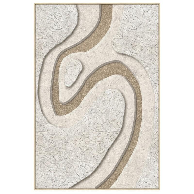 Quadro Tela con Cornice in Legno Astratto 80x120 cm