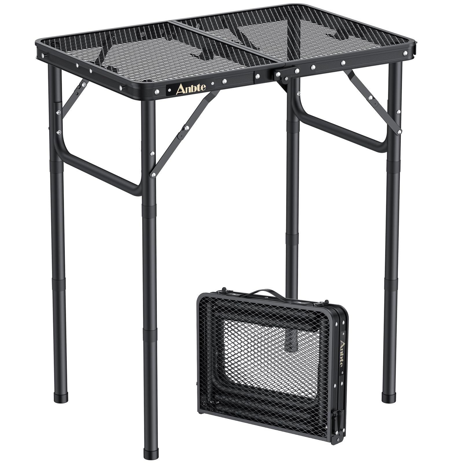 Anbte Tavolo Pieghevole da Campeggio 60x40cm, Nero
