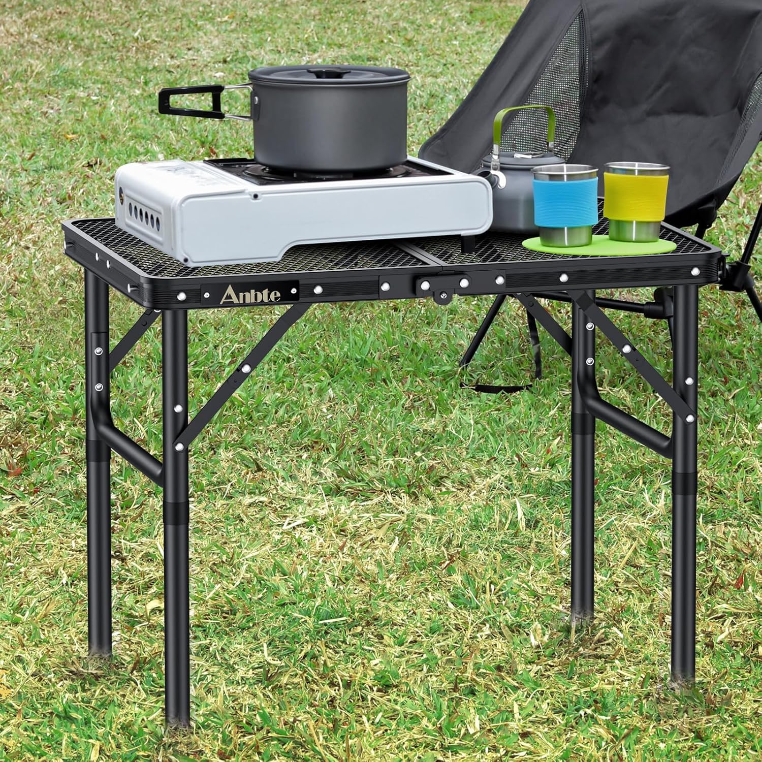 Anbte Tavolo Pieghevole da Campeggio 60x40cm, Nero - immagine 7