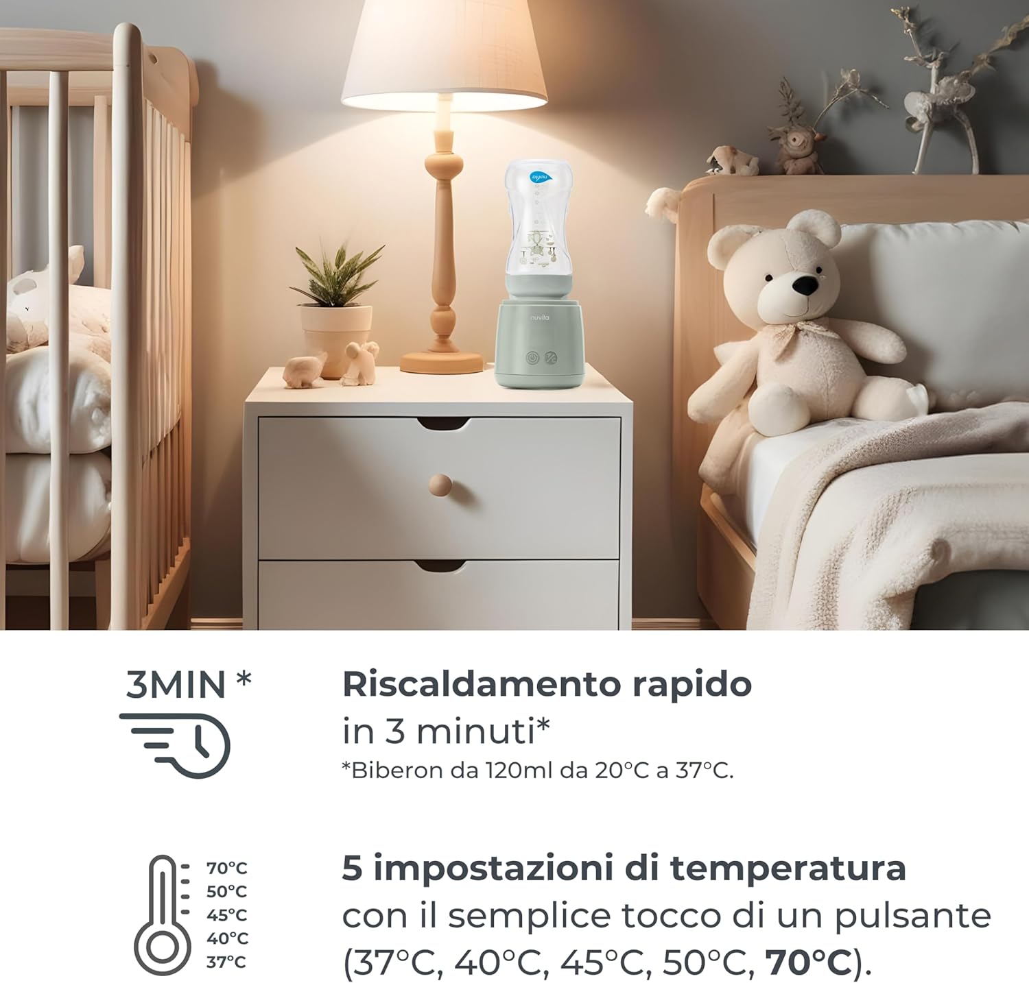 Nuvita 1164 Mix70 Scaldabiberon Portatile 70°C - immagine 4