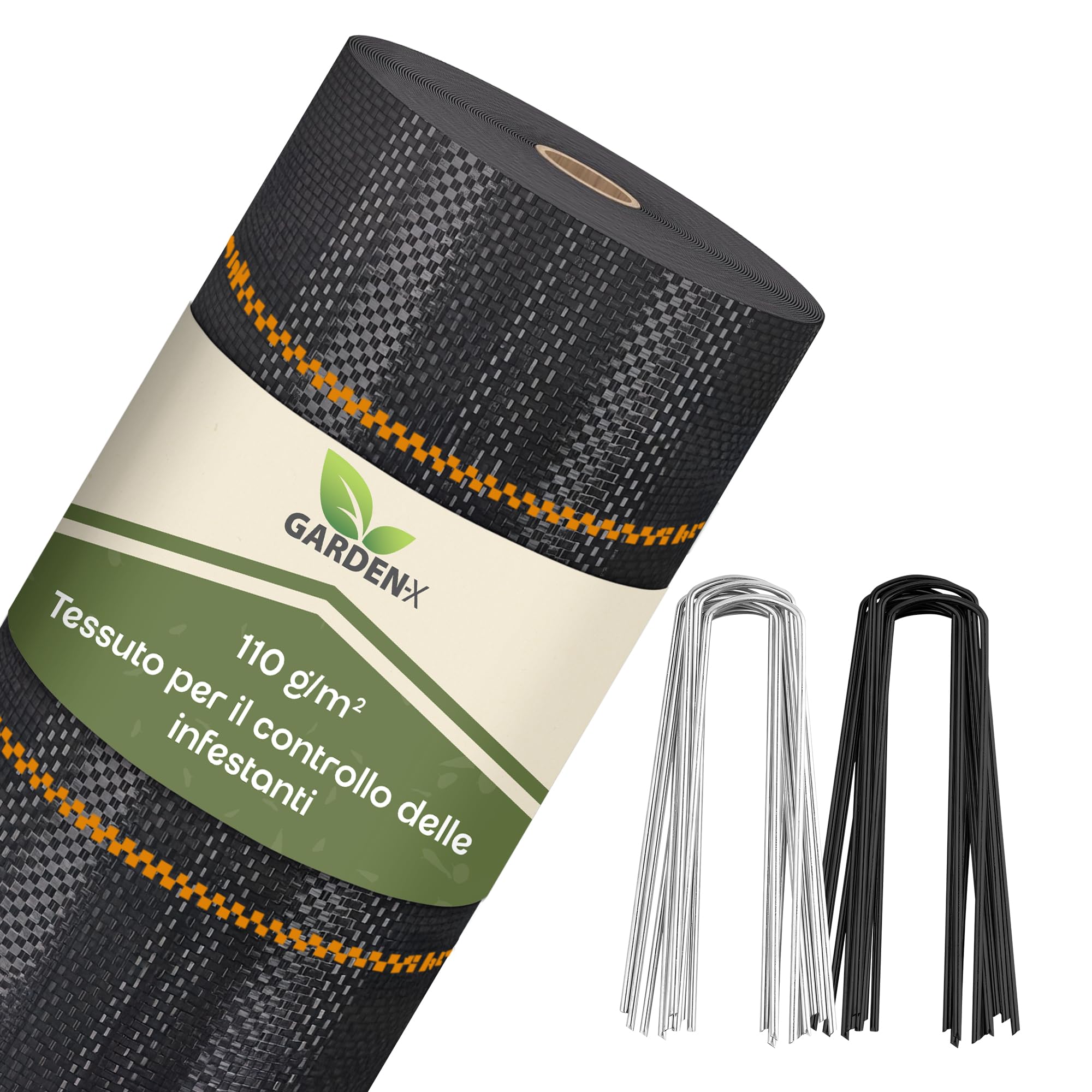 GARDENIX Tessuto Non Tessuto per Erbacce con 50 Ancore, 80 m² (0,8 m x 100 m), permeabile all'Acqua 110 g/m², Nero, Resistente ai Raggi UV, Protezione dalle Erbacce