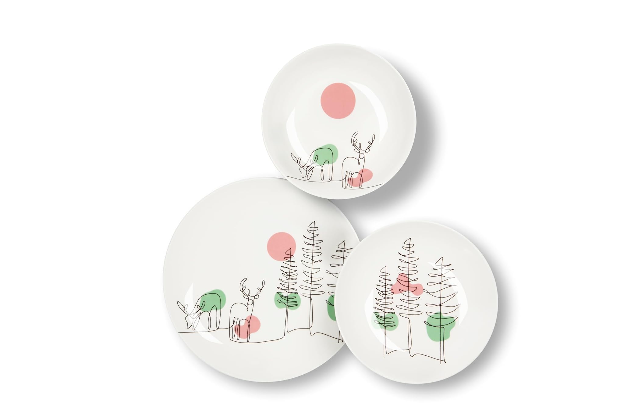 Excelsa Le Fil De Noel Servizio Piatti 18 Pezzi, Porcellana, Multicolore