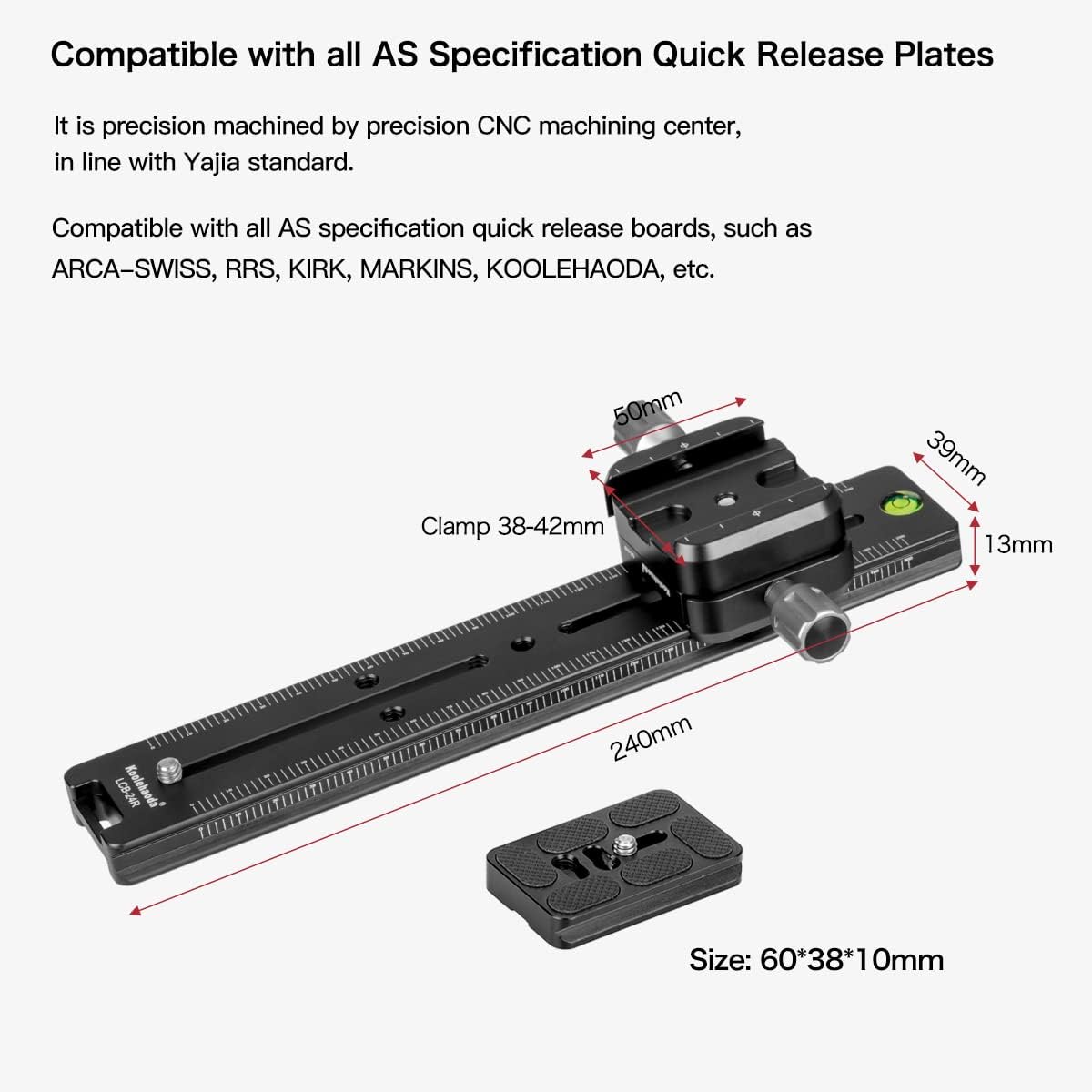 Koolehaoda 240mm Piastra Sgancio Rapido Macro Rail Slider - immagine 4