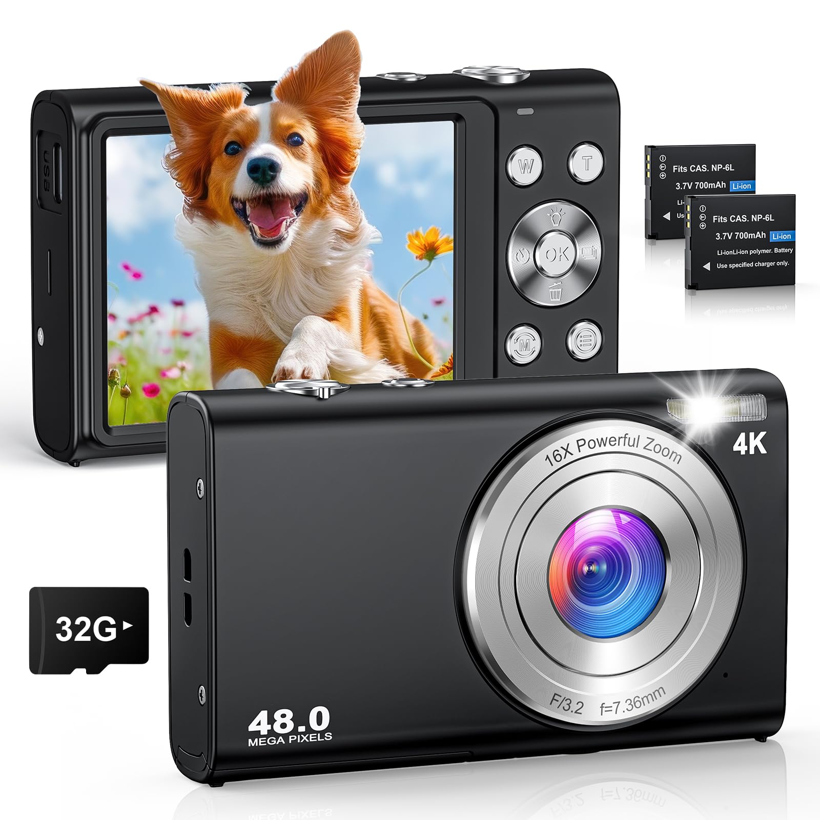 Macchina Fotografica Digitale 4K 48MP HD con SD 32GB