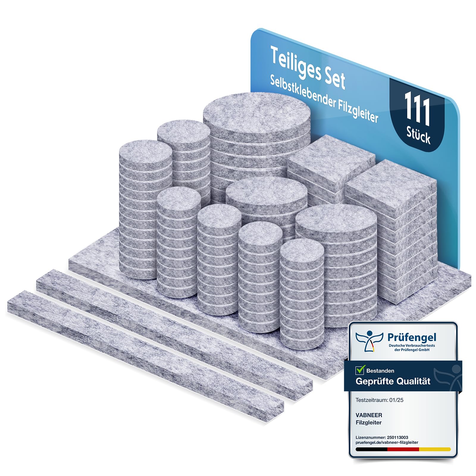 Vabneer Feltrini Sedie Autoadesivi 111 pezzi, Grigio