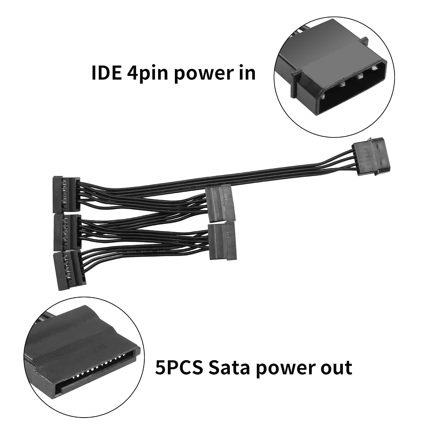 YACSEJAO Cavo di alimentazione IDE a SATA LP4 4 pin 1 a 15 pin SATA ...