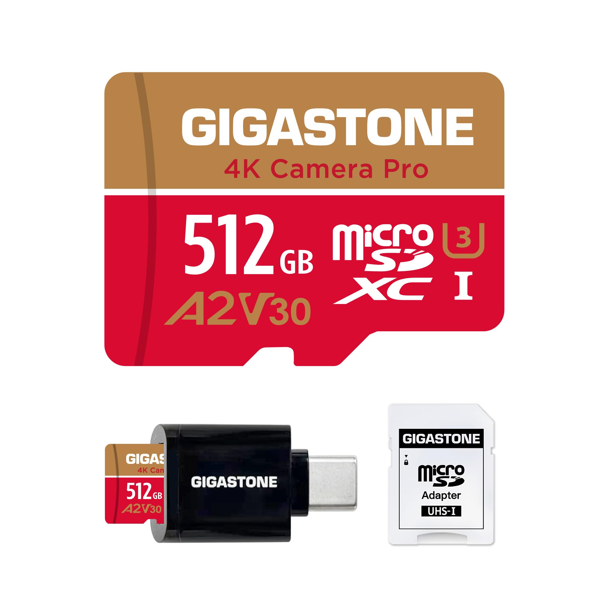 Gigastone Scheda Micro SD 512 GB 4K Pro A2 V30