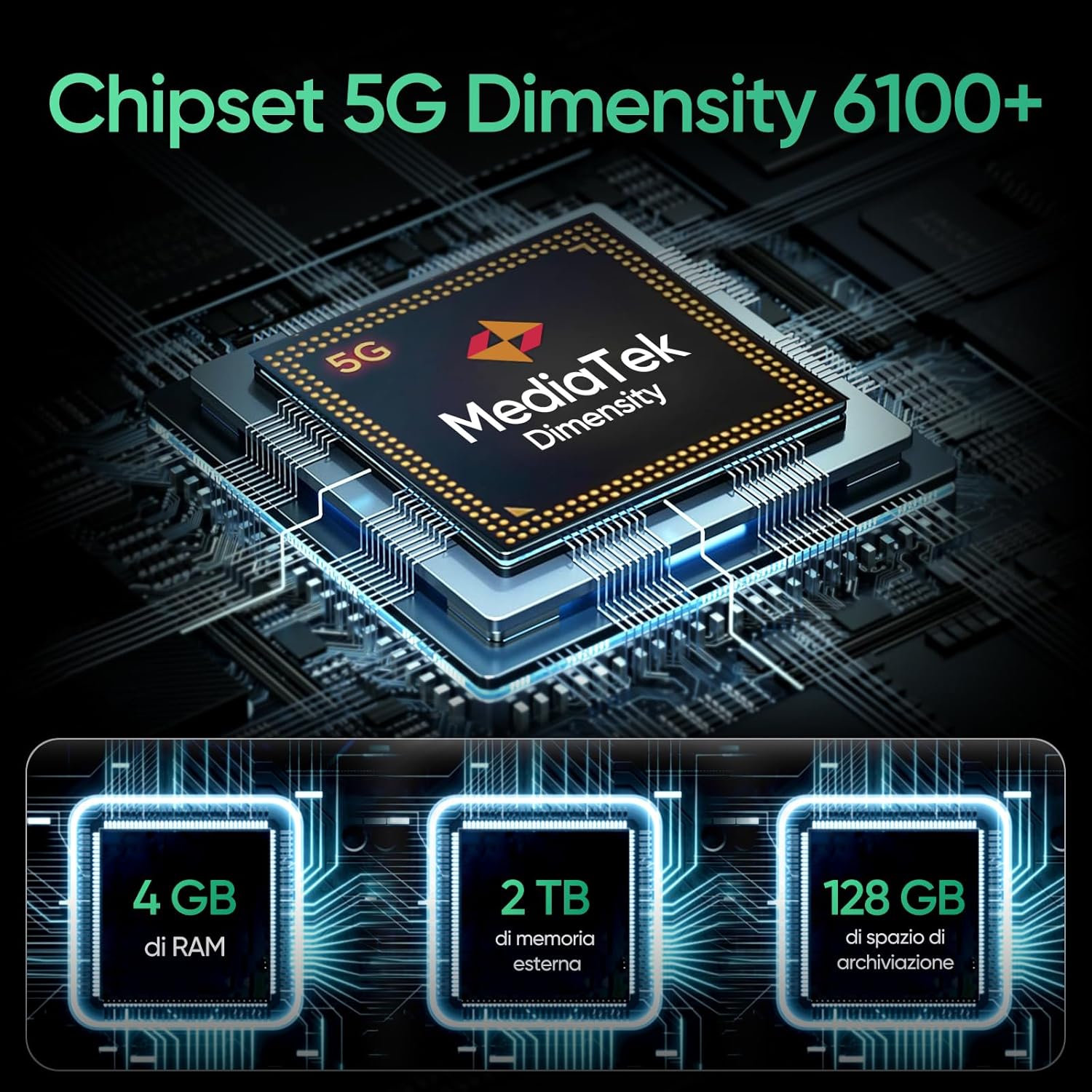 Realme 12x 5G Smartphone 4+128 GB, Verde - immagine 3