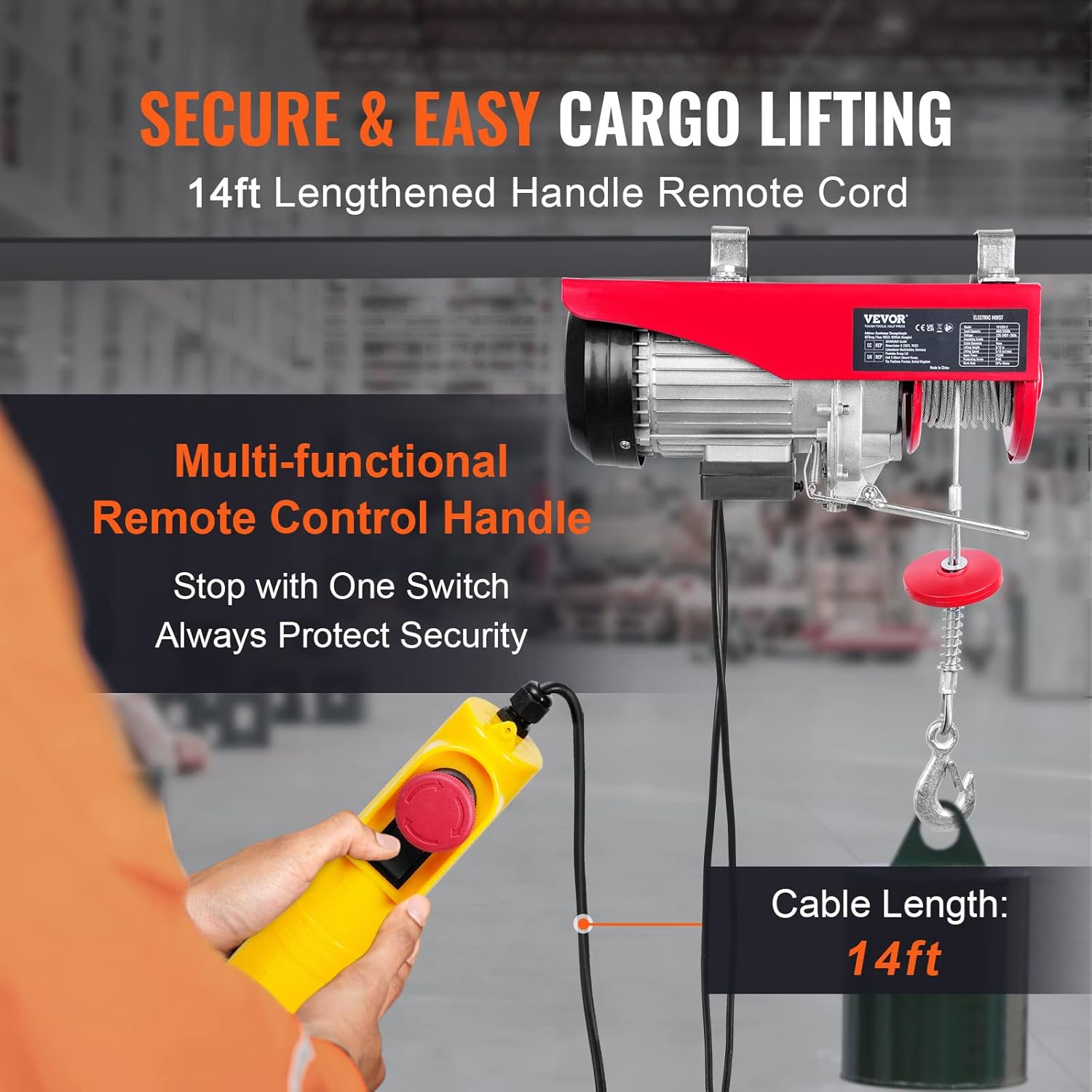 VEVOR Paranco Elettrico a Leva 1150W 600kg 12m - immagine 3