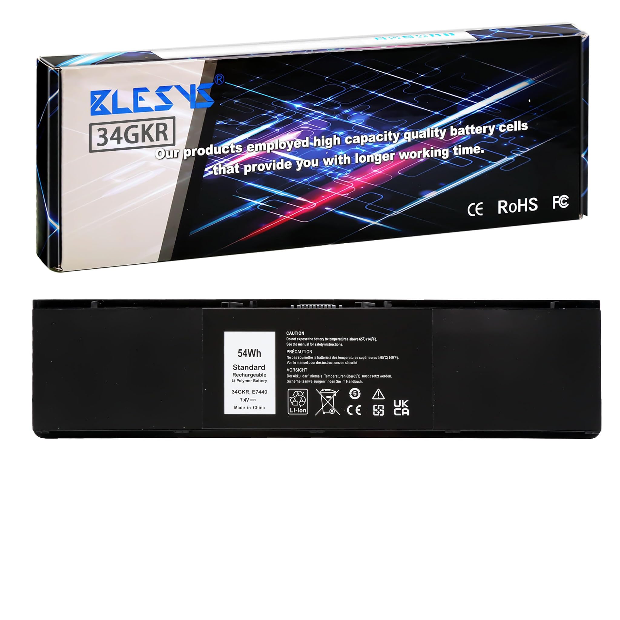 Blesys Batteria 54Wh 34GKR per Dell Latitude E7440 E7450