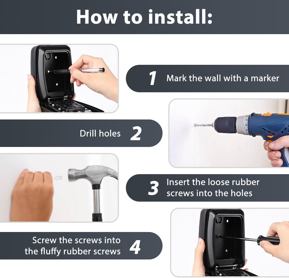 Hotut Cassaforte per Chiavi Esterno da Parete - immagine 4