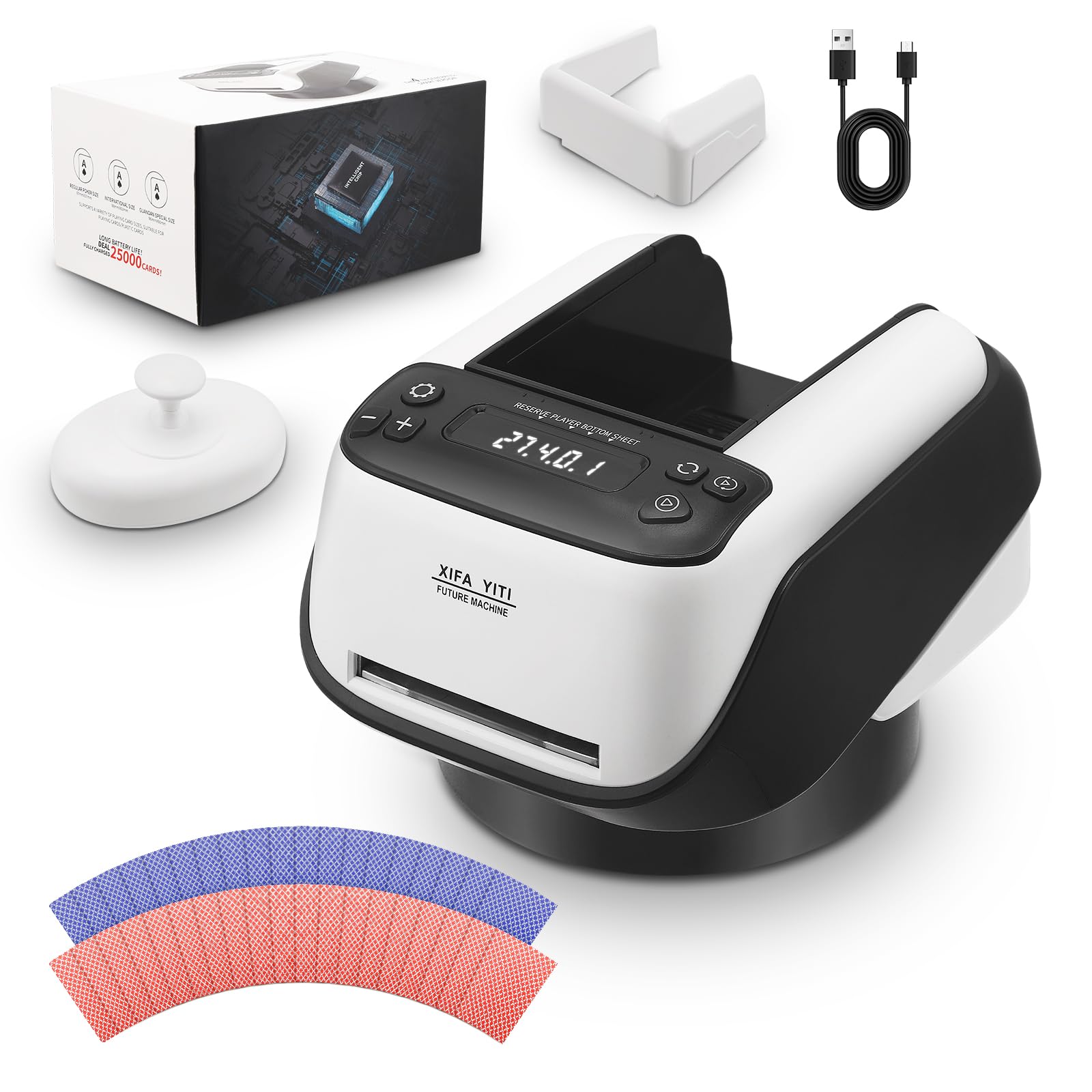 Shuffler automatico di carte e dealer macchina per 2-8 giocatori, 5000mAh ricaricabile, 4 capacità del mazzo, modalità multi-gioco per Poker, UNO, Mahjong Tiles Card Dealing Machine Card