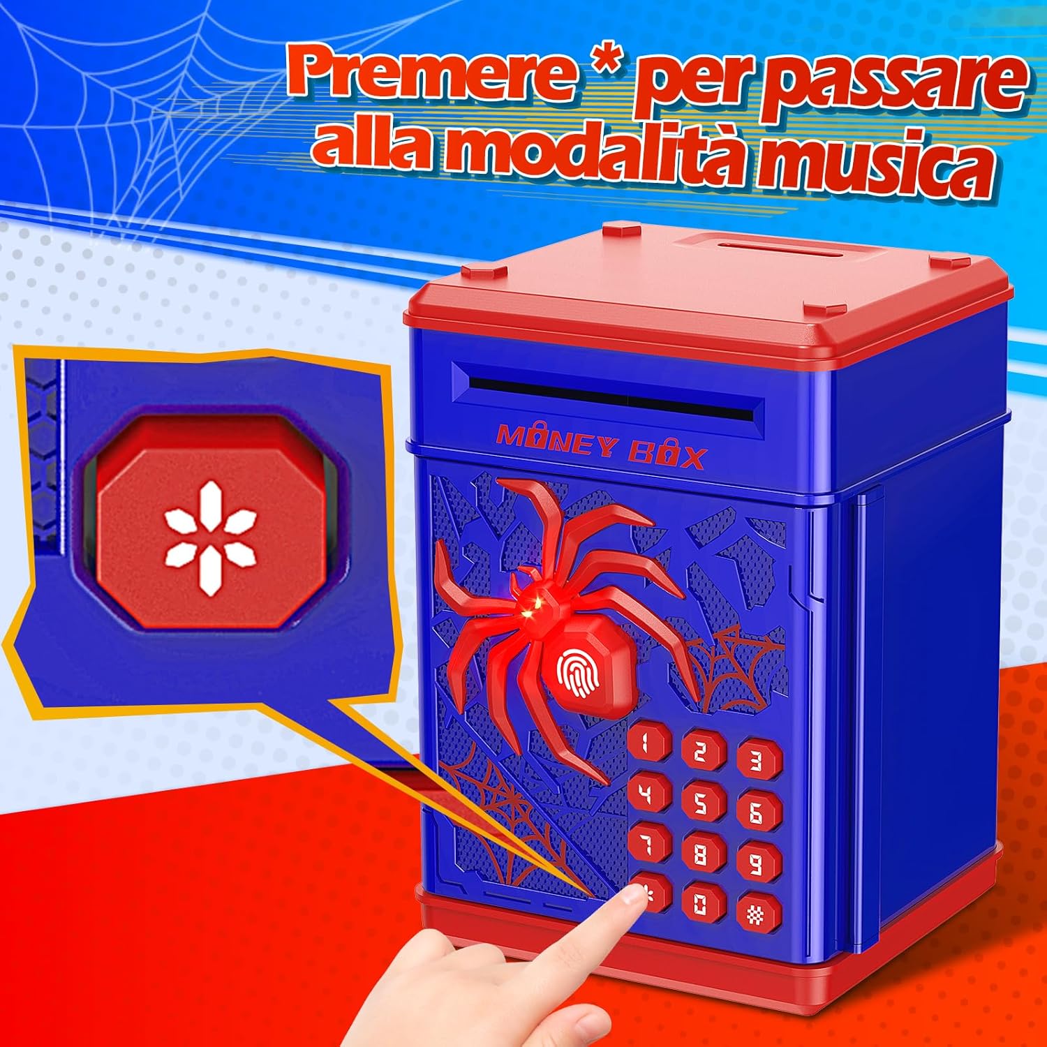 Salvadanaio Elettronico Spider per Bambini - Blu - immagine 4