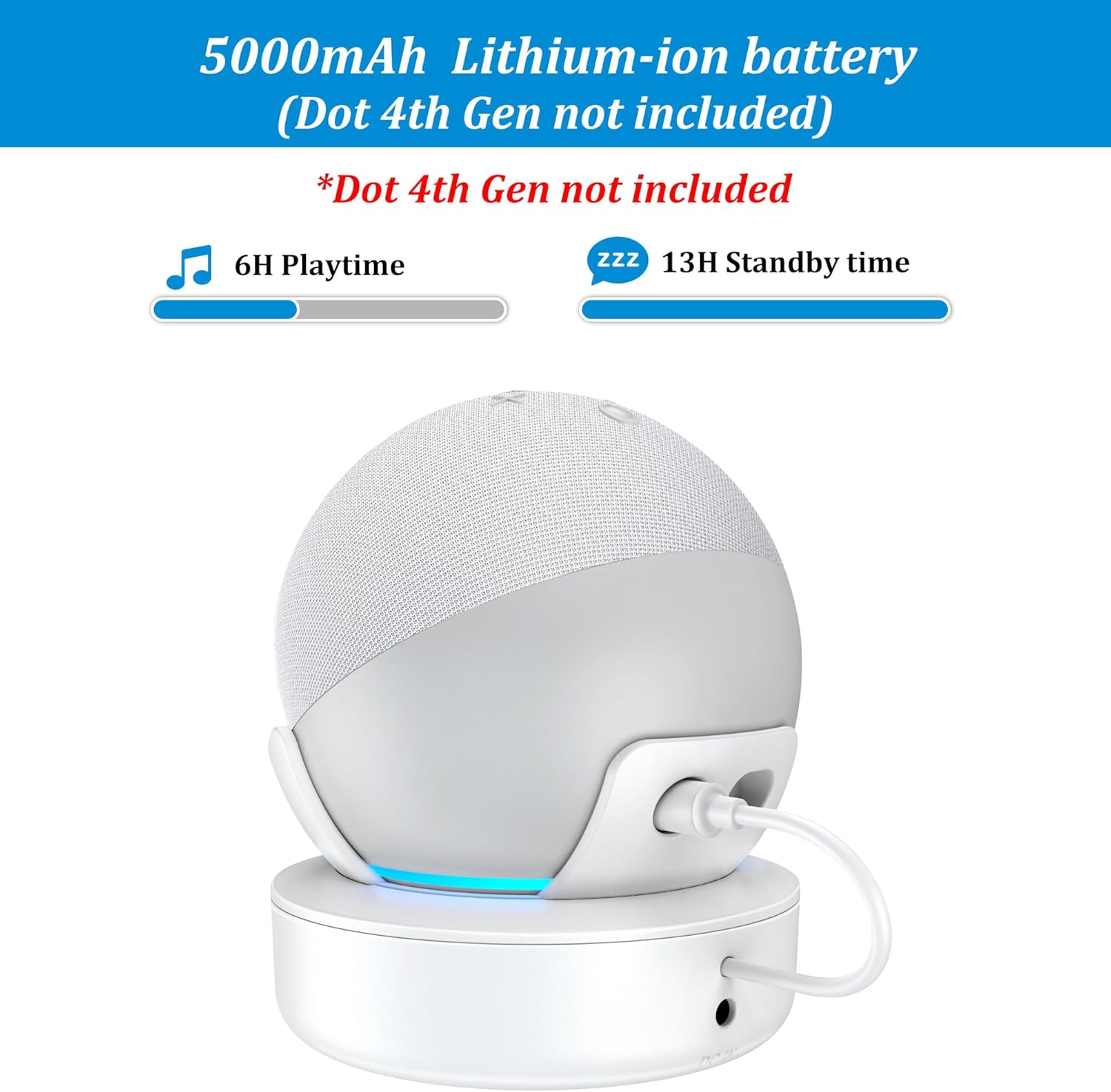 Plusacc Supporto per Batteria DDΟΤ 4ª & 5ª Gen, Bianco - immagine 3