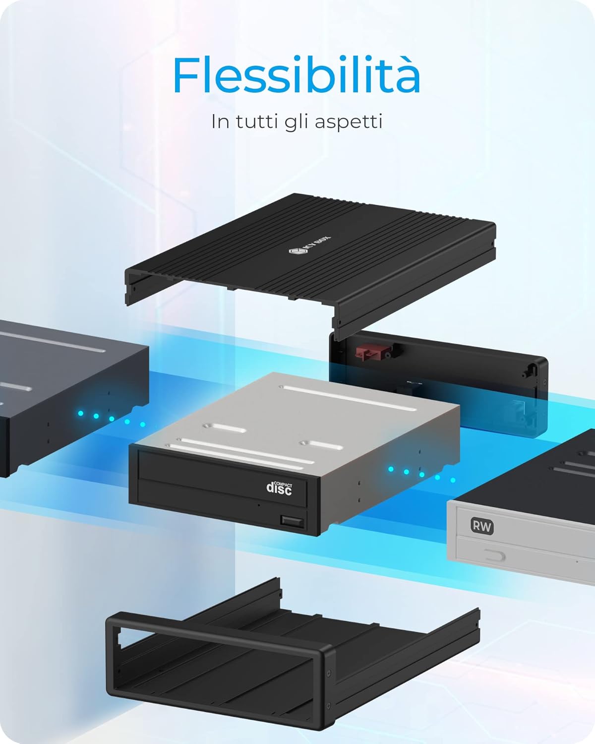 Icy Box Contenitore Esterno 5,25 Pollici USB 3.0, Nero - immagine 5