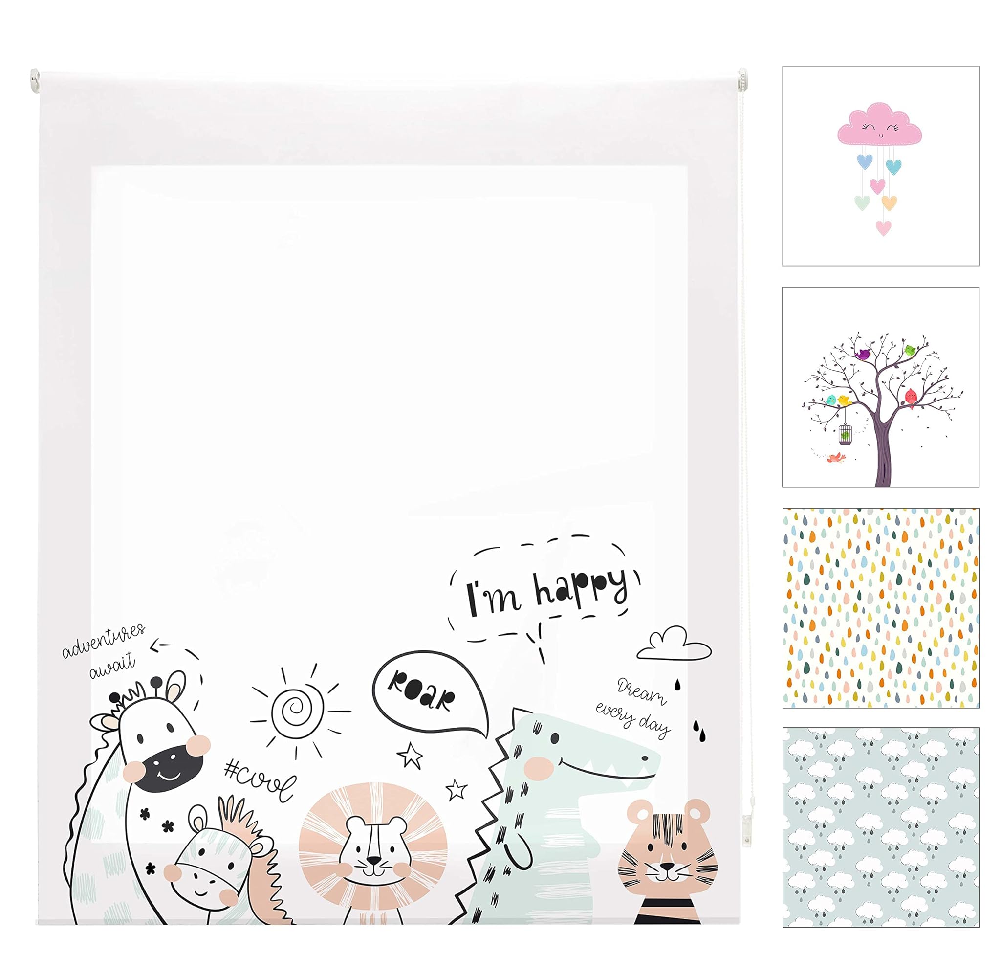 Blindecor Digital Kids - Tenda Avvolgibile Traslucida Zoocool