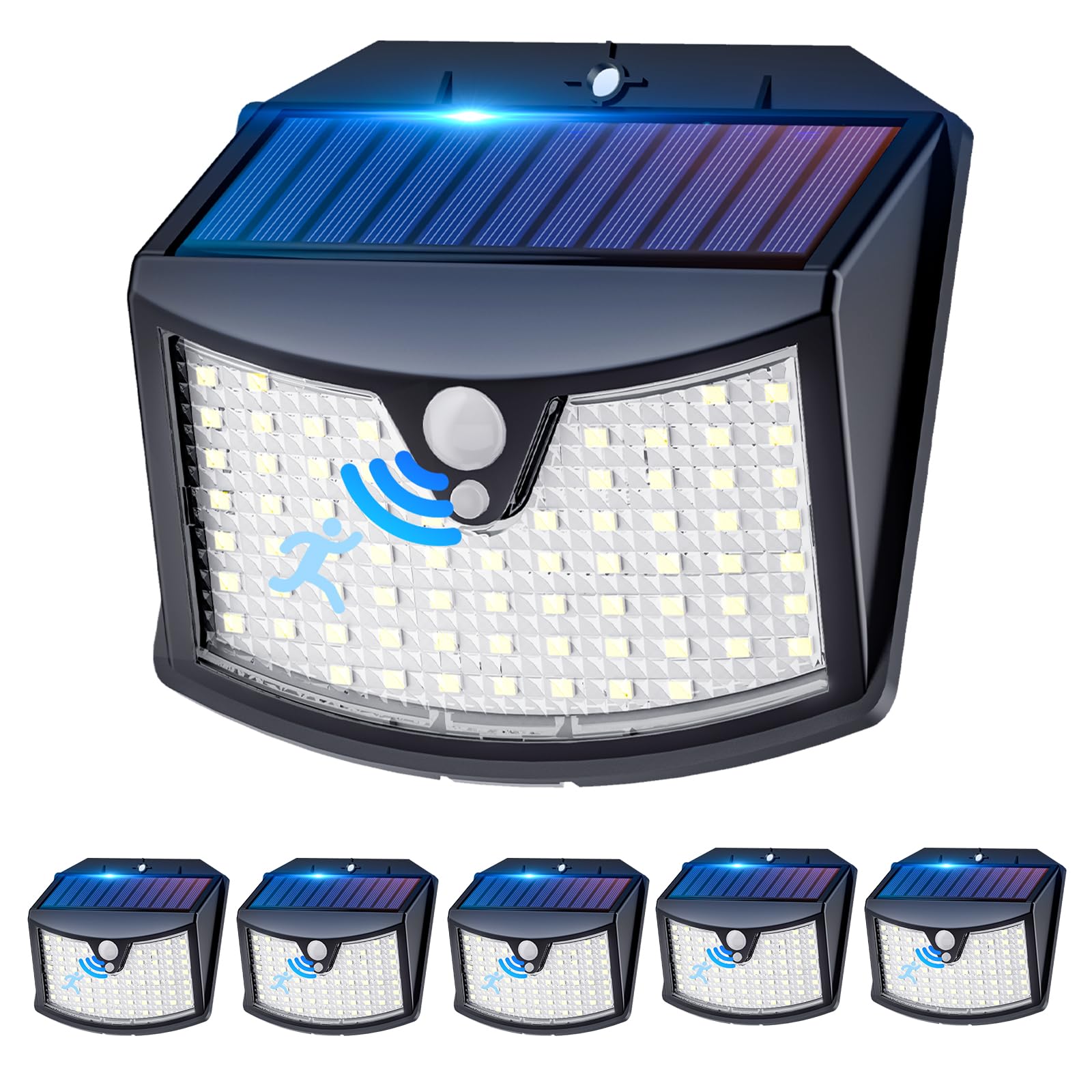 Luce Solare LED Esterno con Sensore Movimento 6 Pezzi