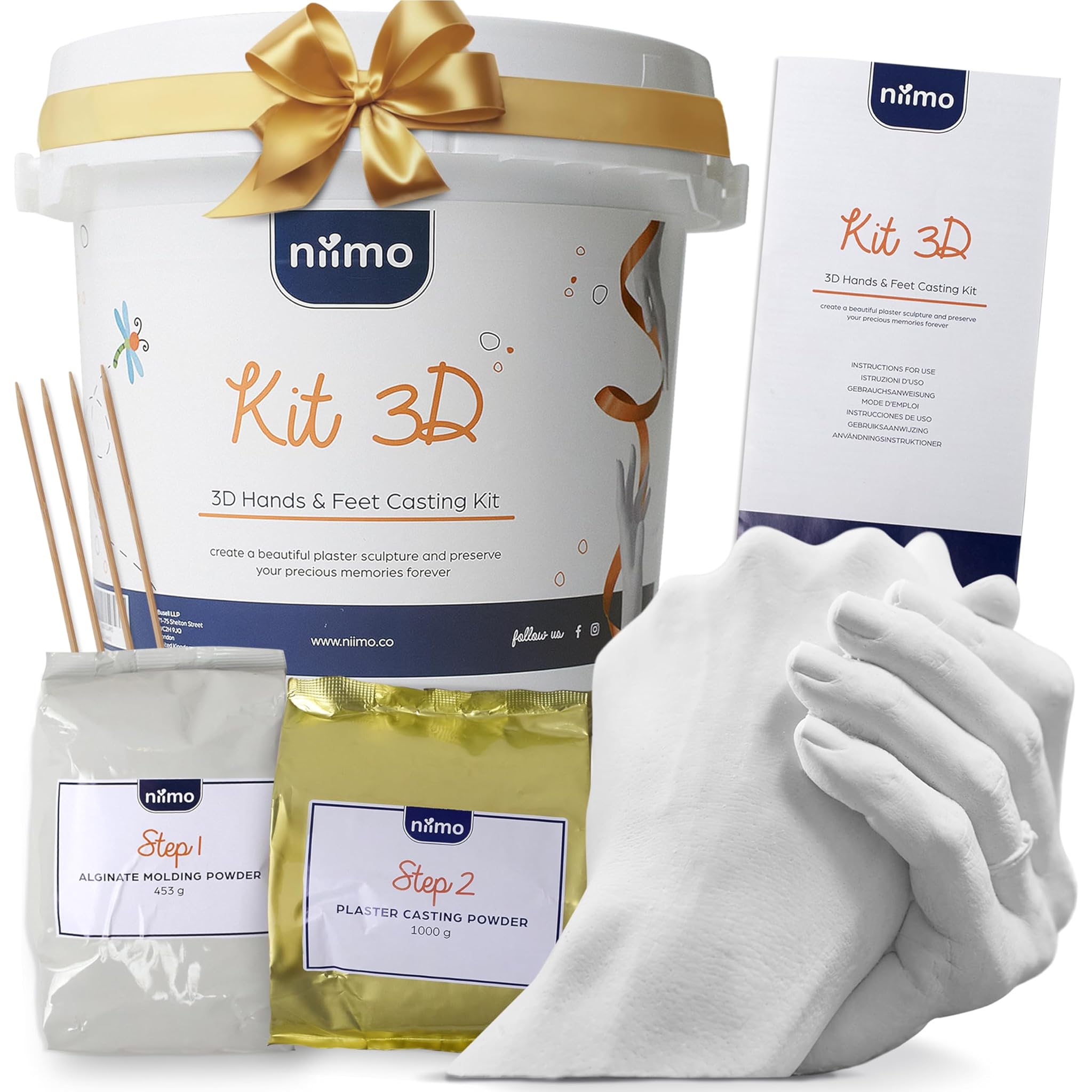 Niimo® Kit Calco Mani Coppia - Alginato e Gesso