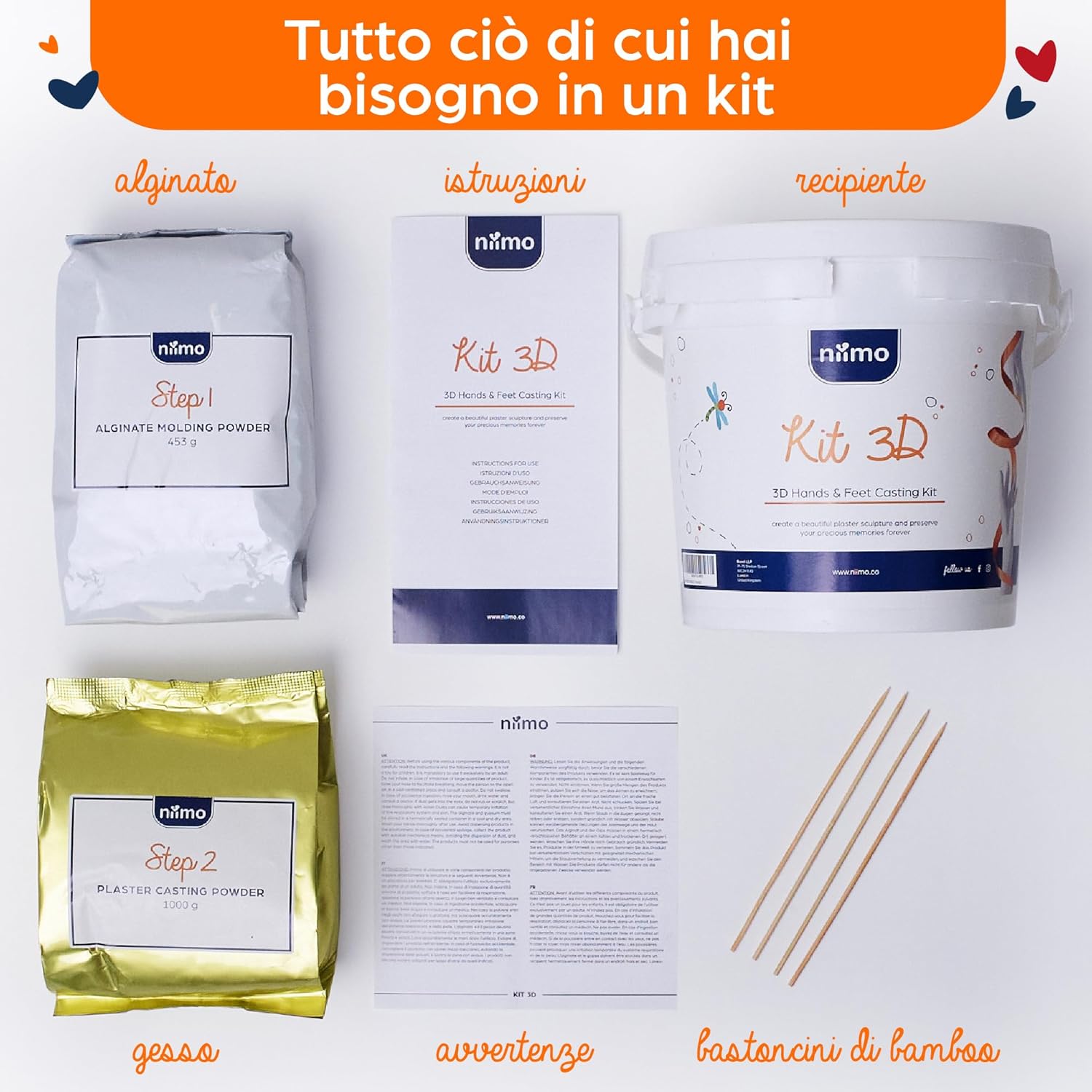 Niimo® Kit Calco Mani Coppia - Alginato e Gesso - immagine 4