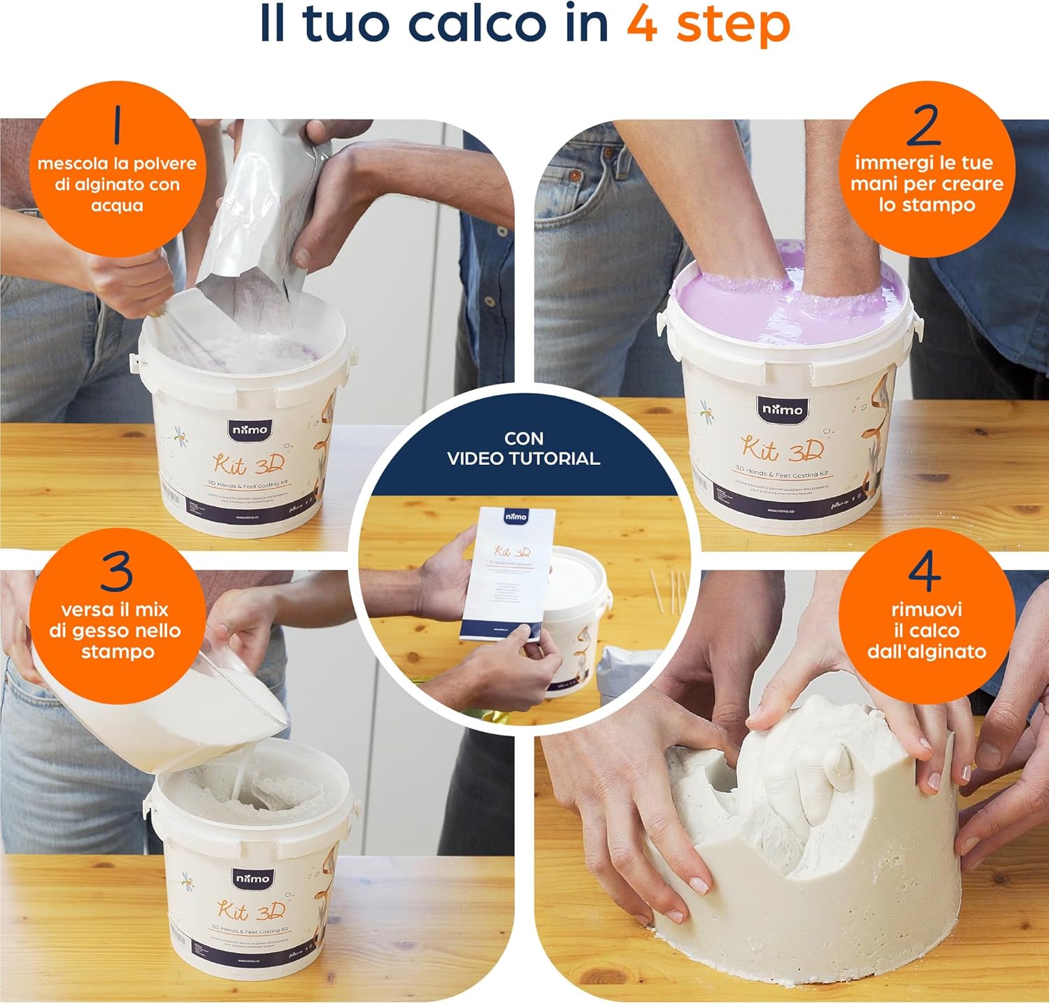Niimo® Kit Calco Mani Coppia - Alginato e Gesso - immagine 5