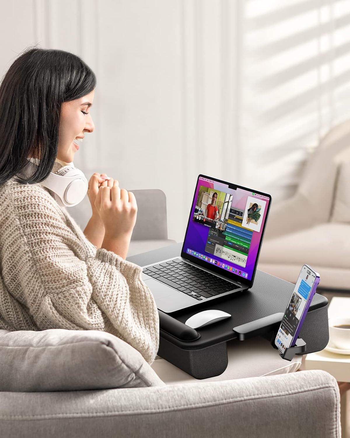 Saiji Supporto PC Portatile 54x33cm, Nero - immagine 6