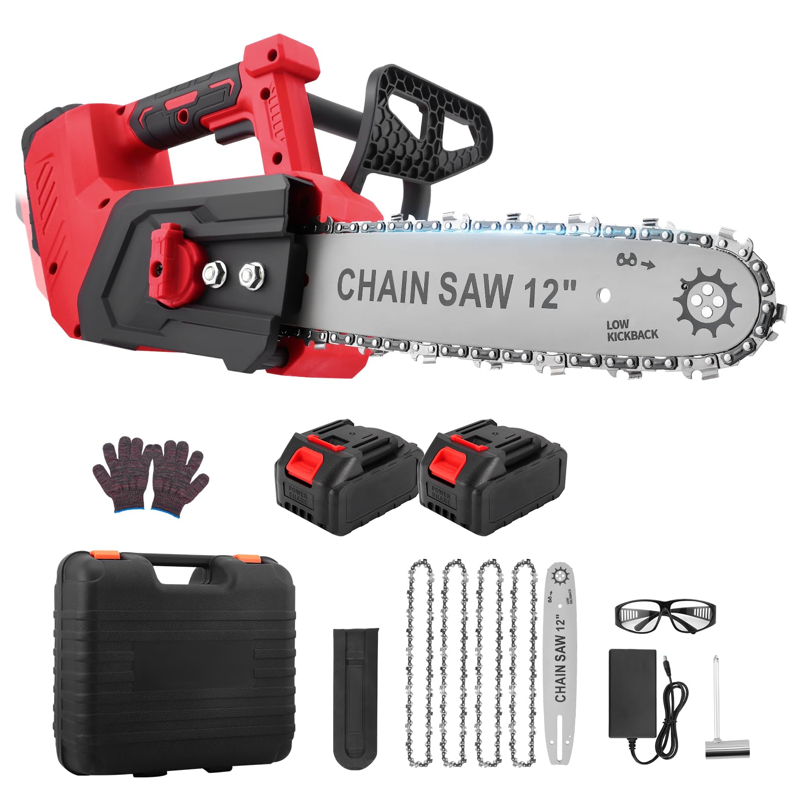 Motosega a Batteria 12 Pollici 1200W con 2 Batterie