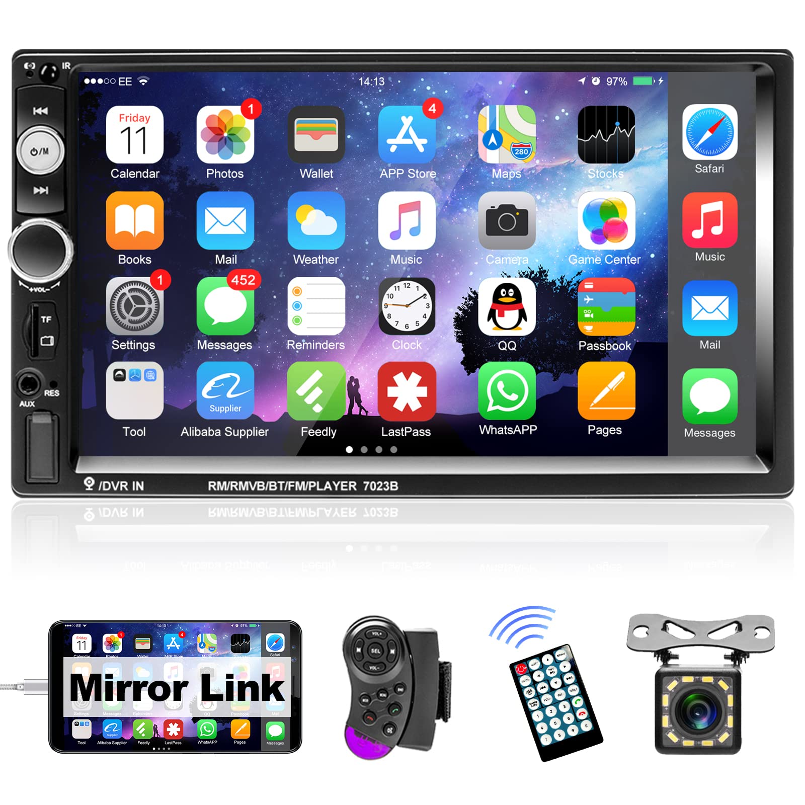 Podofo Autoradio 2 Din 7 Pollici con Vivavoce Bluetooth