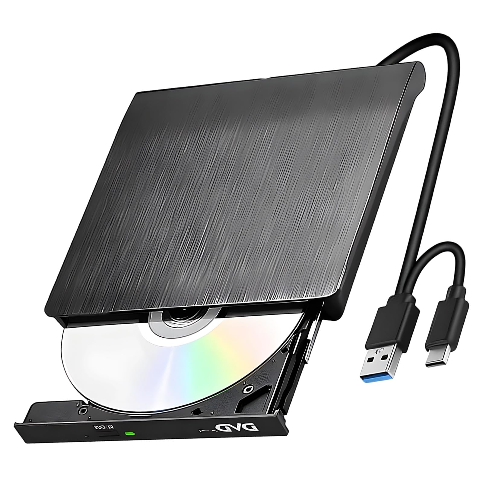 Yuio External CD DVD Drive for Laptop USB 3.0 Type-C Portable DVD CD+ ...