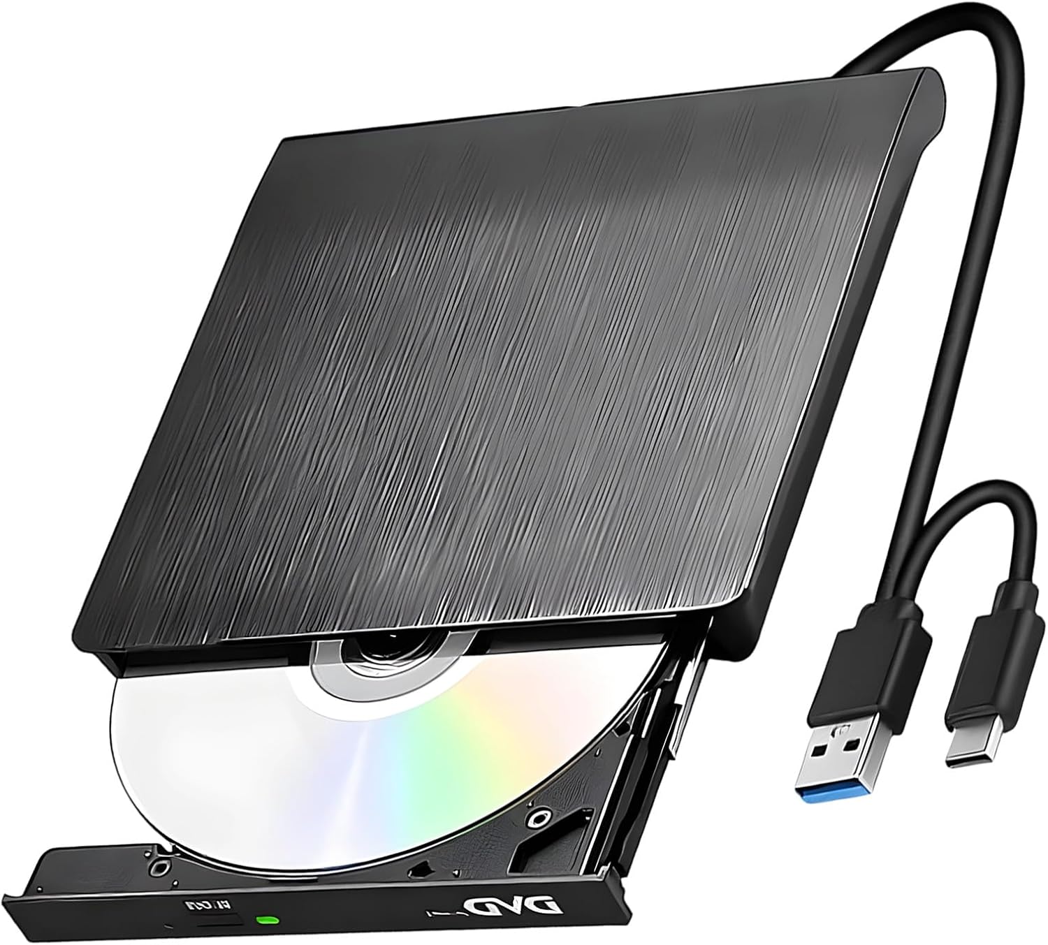 Yuio External CD DVD Drive for Laptop USB 3.0 Type-C Portable DVD CD+ ...