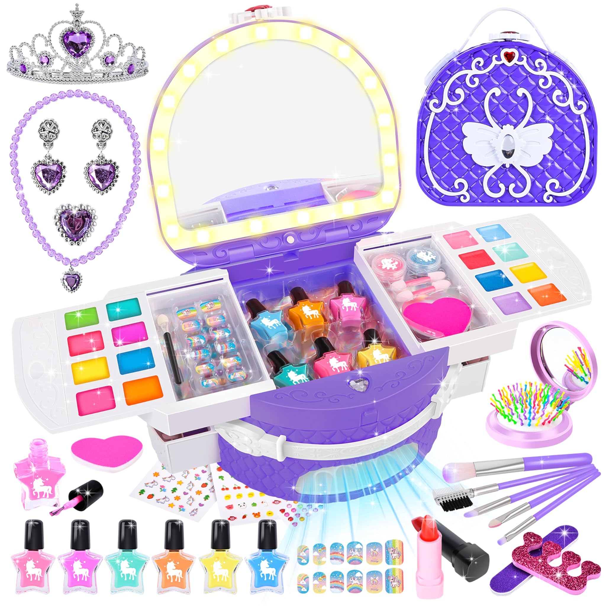 Herenear Kit Unghie Bambina 6-12 Anni, Viola