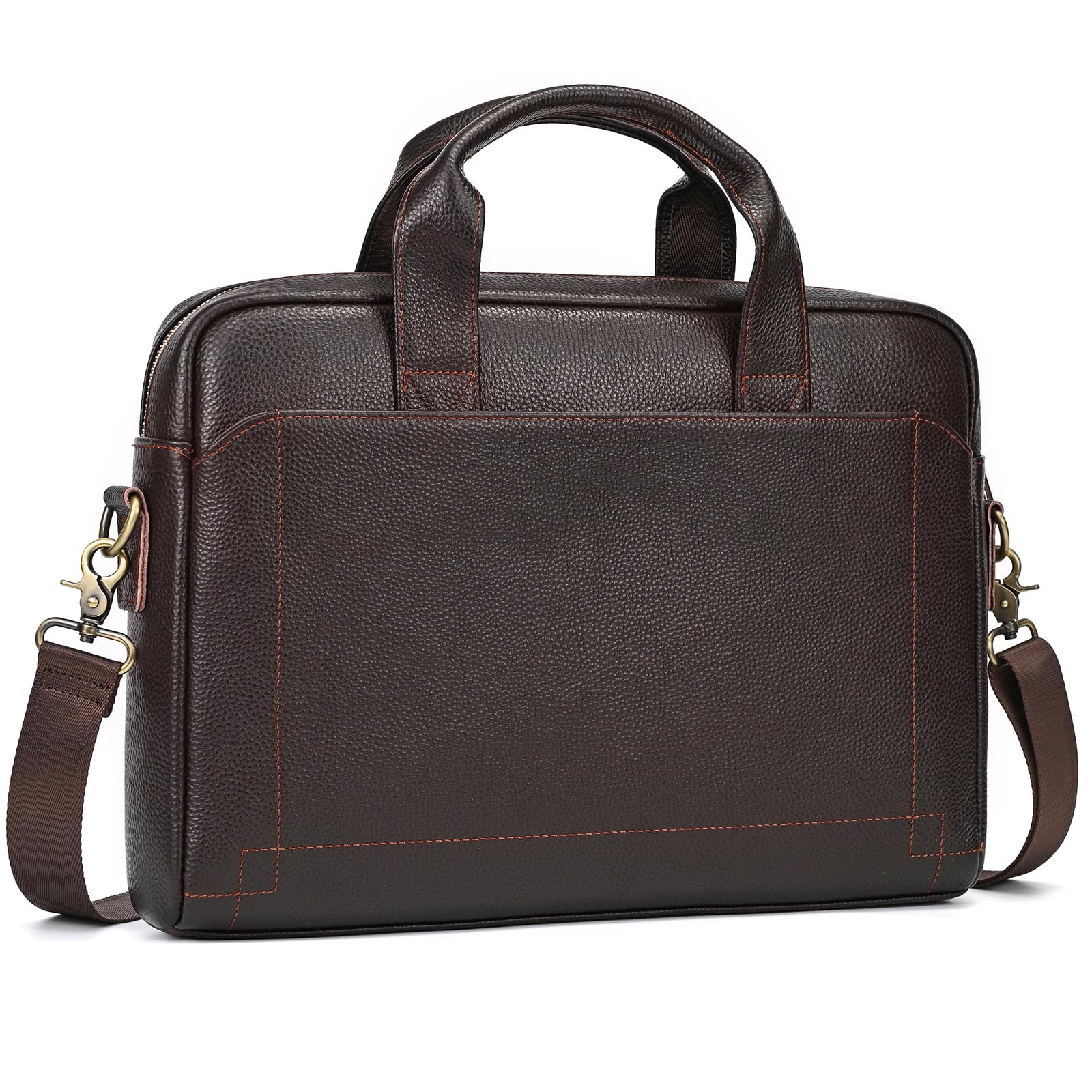 newsbirds Ventiquattrore Uomo Vera Pelle per Laptop, Marrone