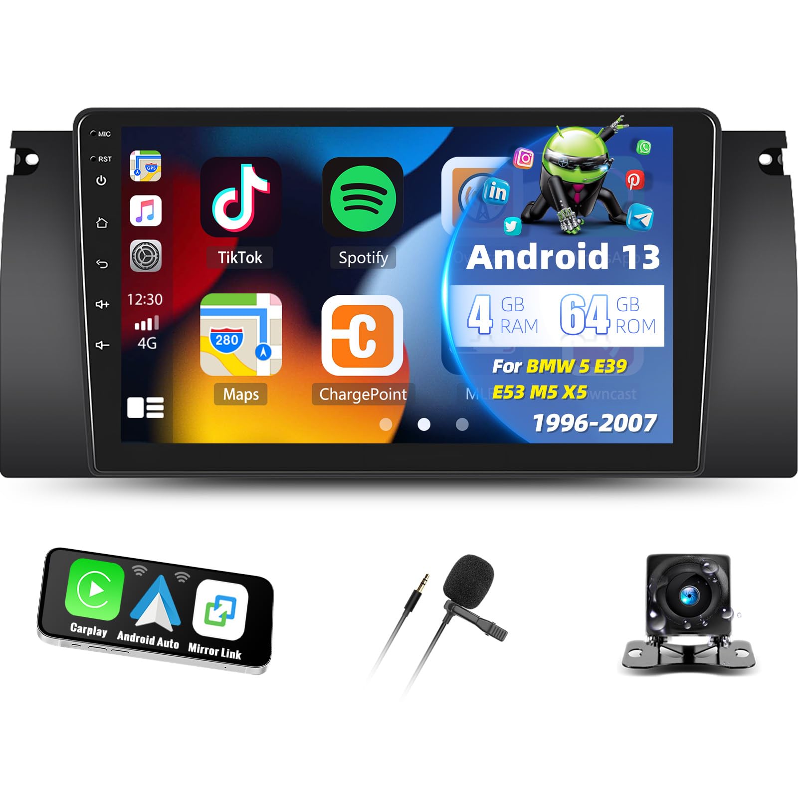 Autoradio Carplay 9" per BMW X5 E39 E53 E38 M5 (1999-2005)