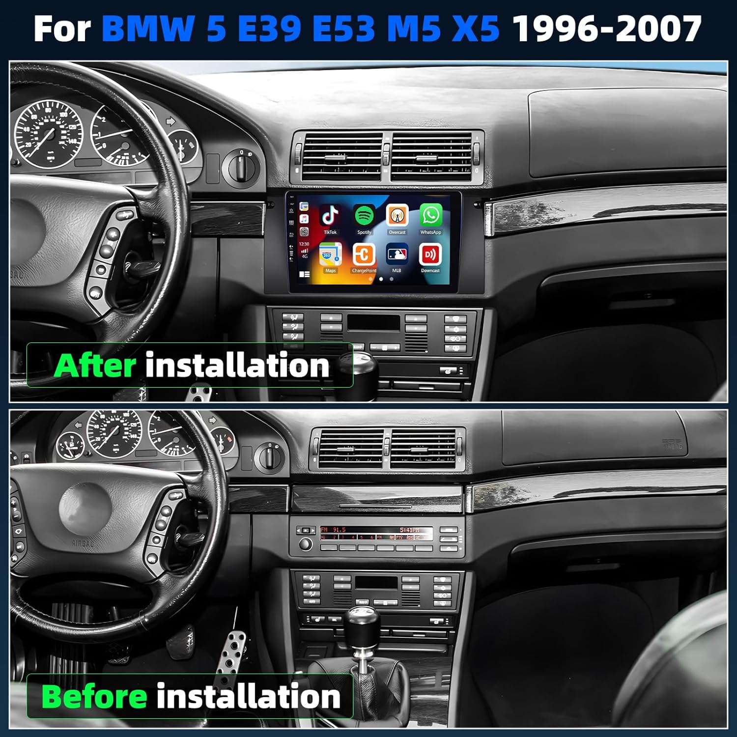 Autoradio Carplay 9" per BMW X5 E39 E53 E38 M5 (1999-2005) - immagine 2