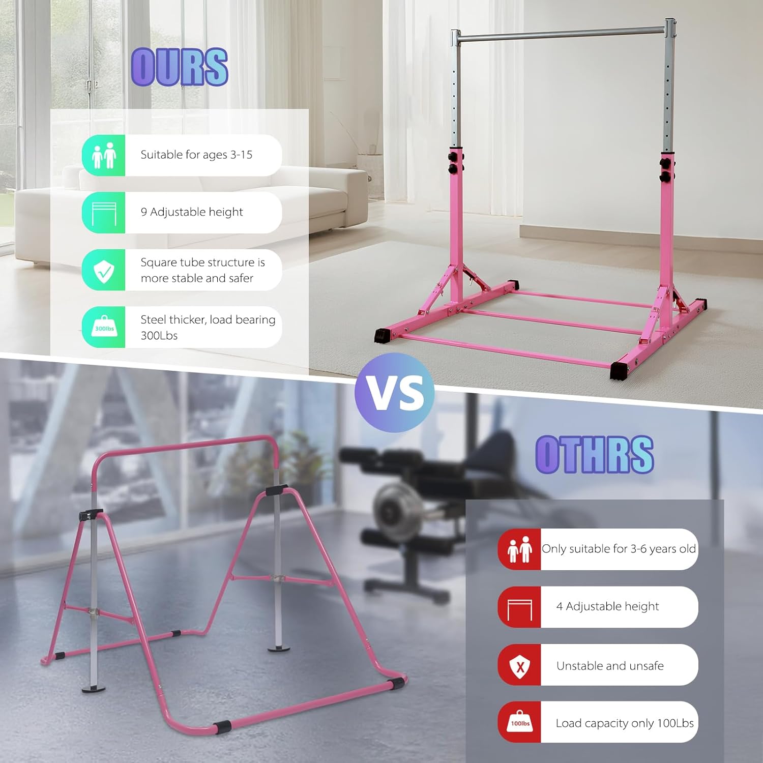 RokePro Barra da Ginnastica Pieghevole per Bambini - immagine 5