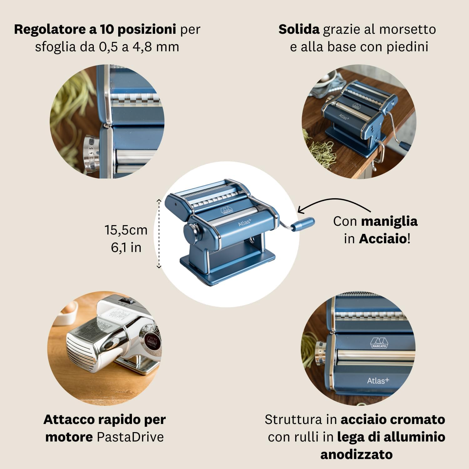 Marcato Atlas+ Macchina per Pasta Fresca 4 Formati - immagine 6