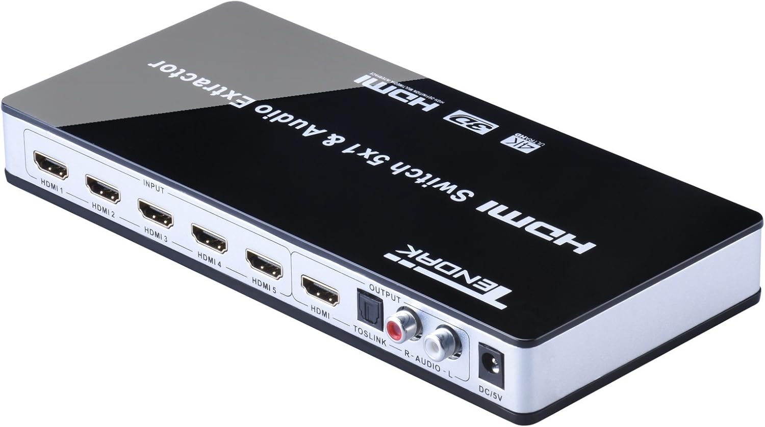 Tendak Switch HDMI 4K 5 su 1 con Audio Extractor - immagine 3