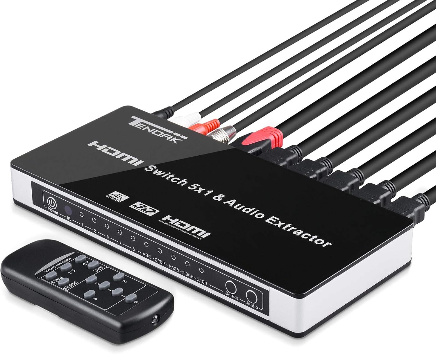 Tendak Switch HDMI 4K 5 su 1 con Audio Extractor - immagine 5
