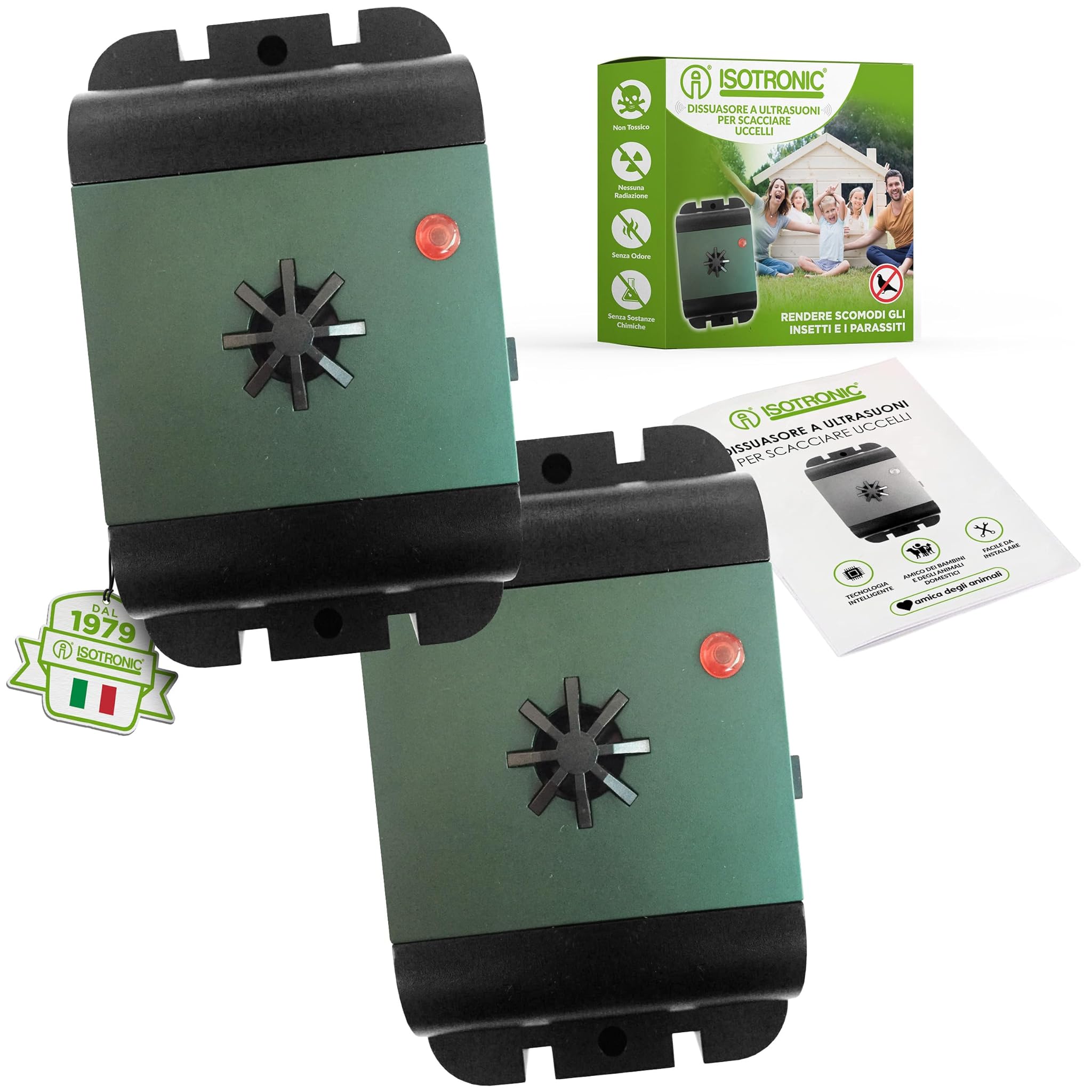 Isotronic Deterrente per Uccelli a Ultrasuoni (2 Pezzi)