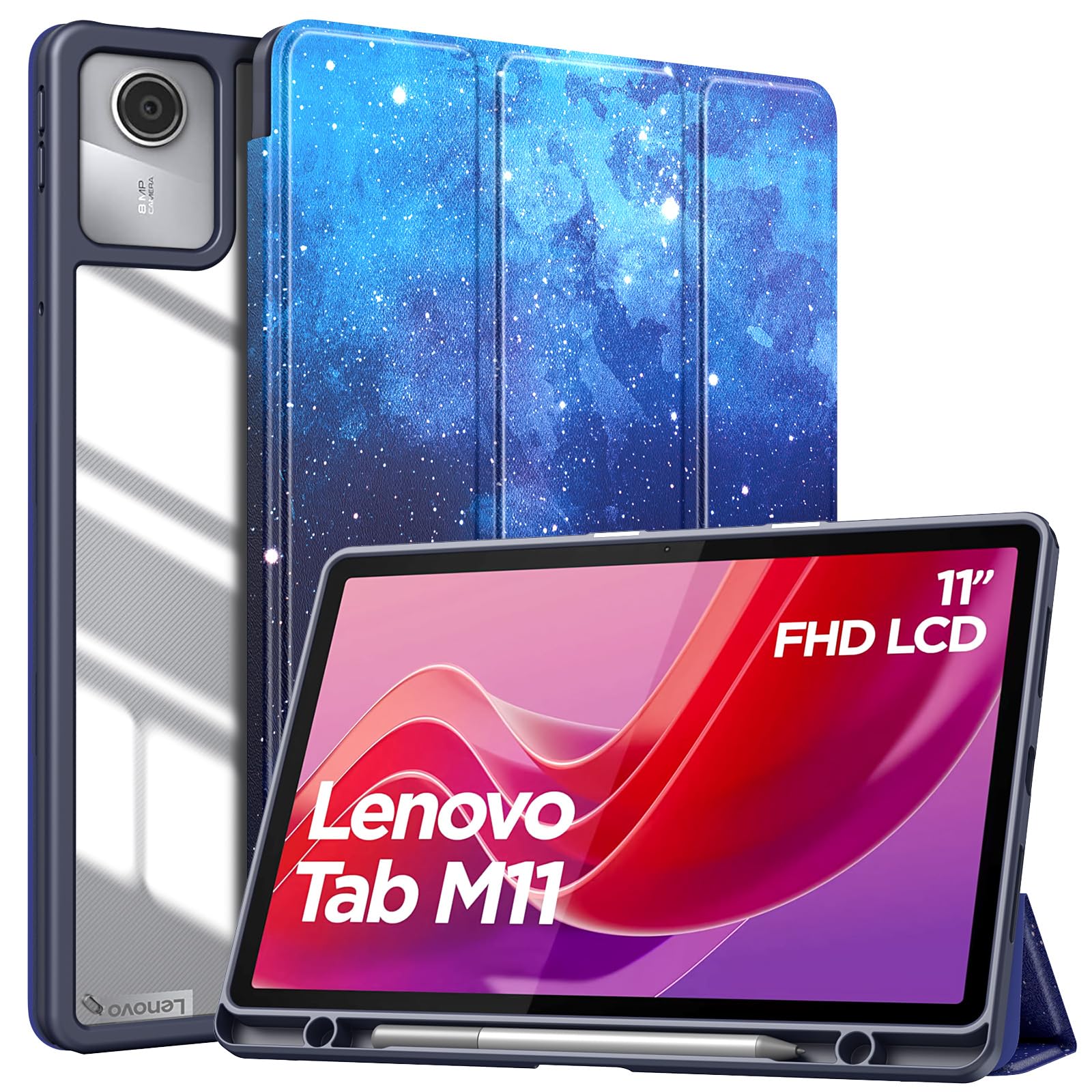 Moko Cover per Lenovo Tab M11 2024 (TB330FU/XU) 11", Blu