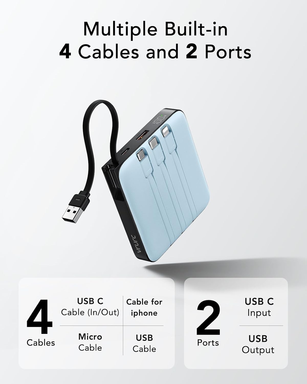 Vrurc Power Bank 20000mAh Ricarica Rapida 22.5W, Blu - immagine 4