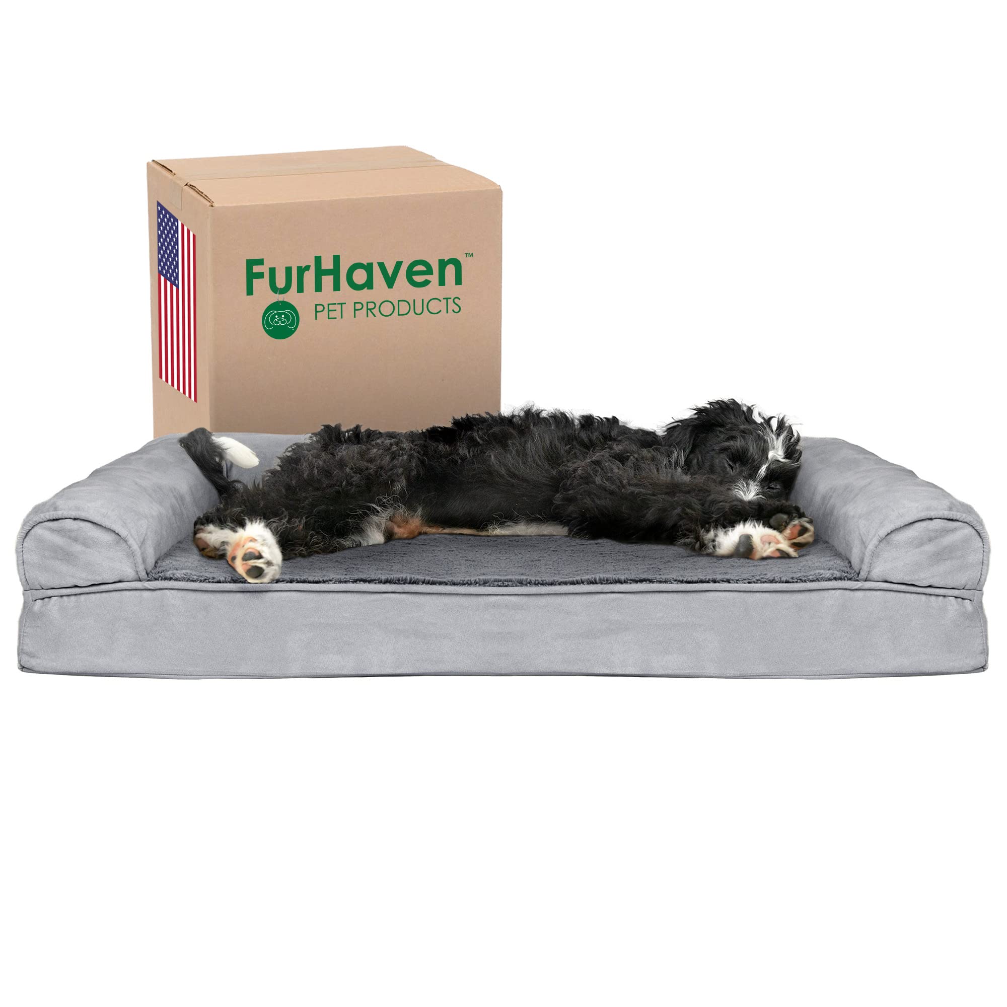 Furhaven Letto per Cani Memory Foam, Grigio, Grande