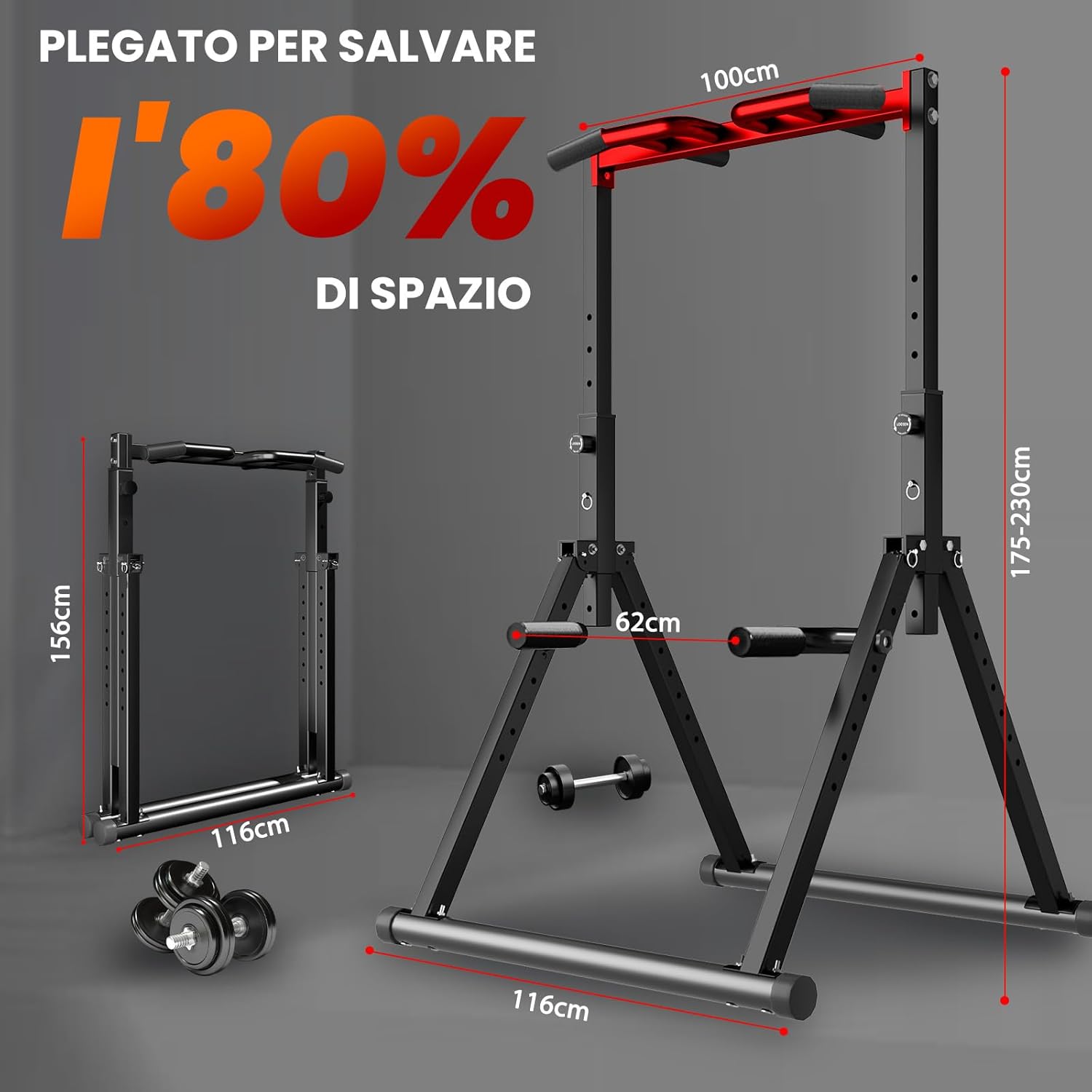 Watbkhe Power Tower Dip Station Pieghevole - immagine 4