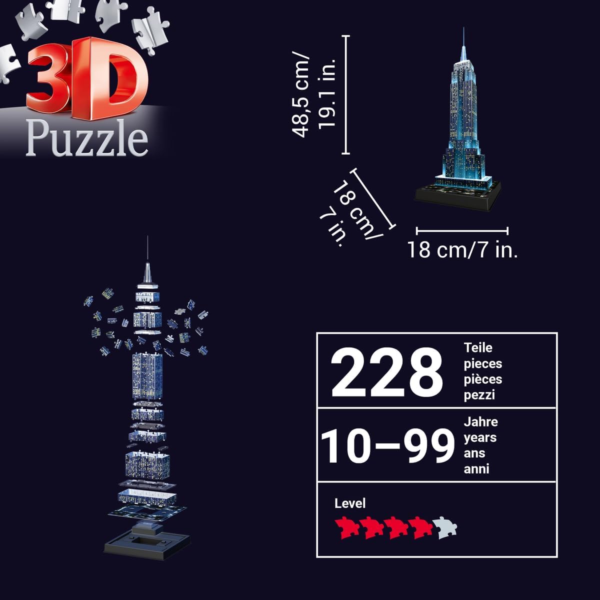 Ravensburger Puzzle 3D Empire State Building Night Edition - immagine 4