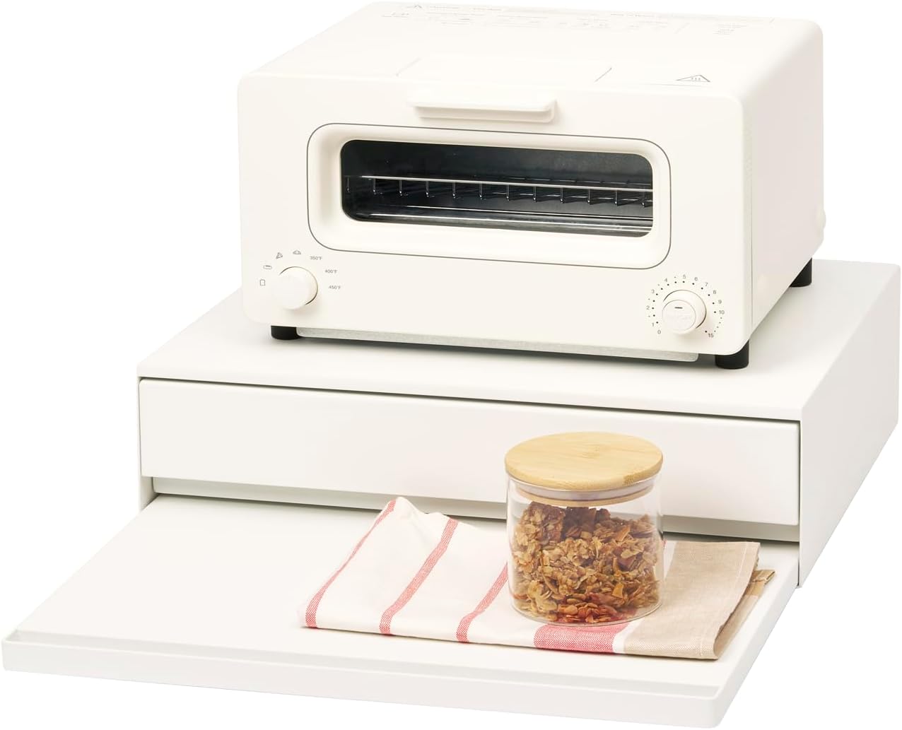 Yamazaki 2007 Vassoio Scorrevole con Cassetto, Bianco