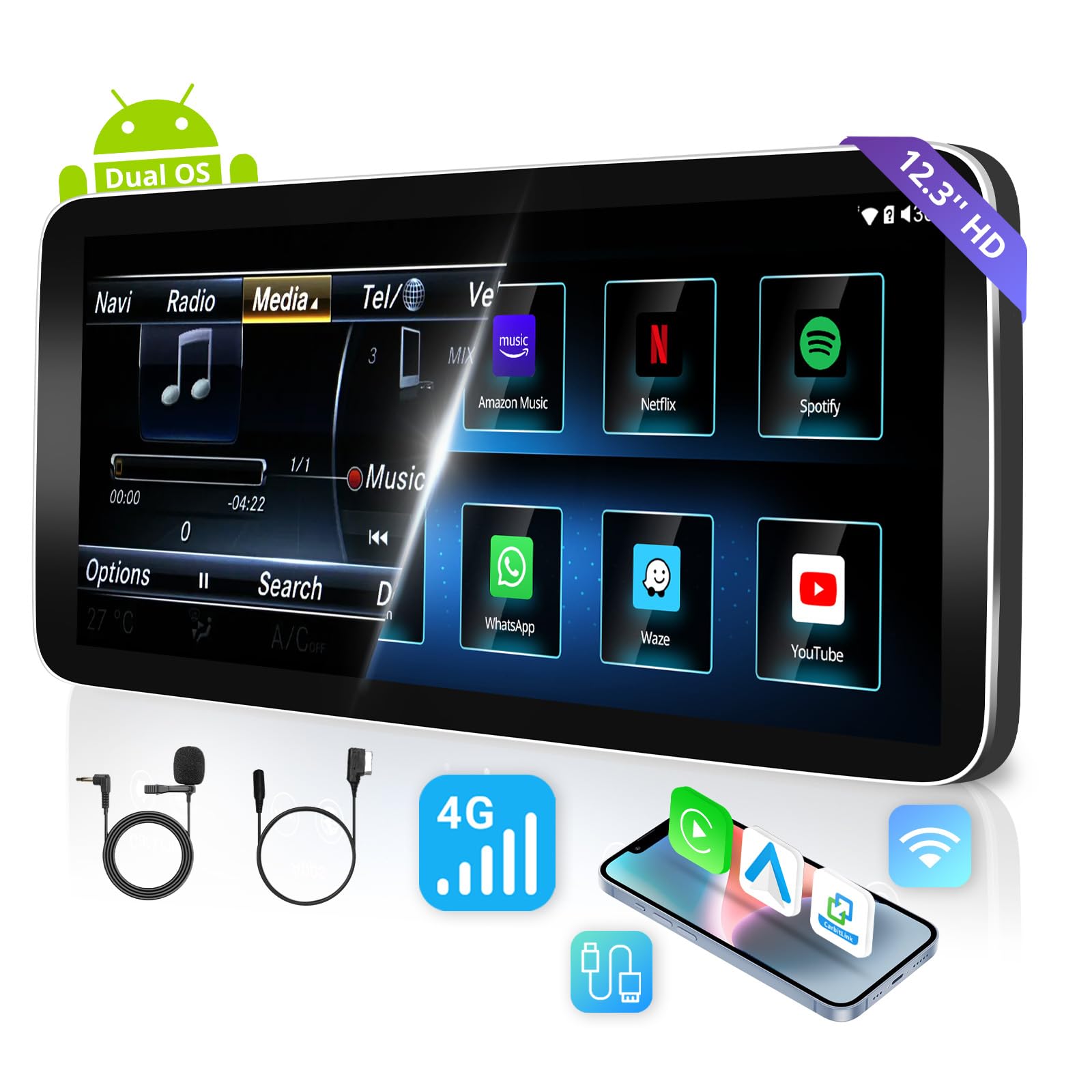 Atoto Autoradio 12,3" CarPlay Android Auto per Mercedes E W212