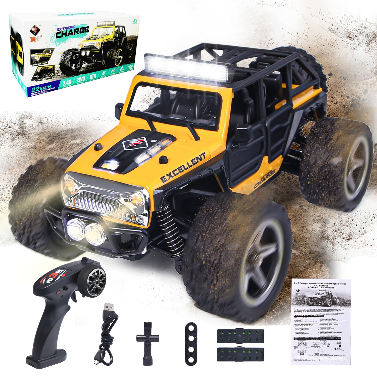 Monstertruck Telecomandato 2.4GHz con Luce e 2 Batterie