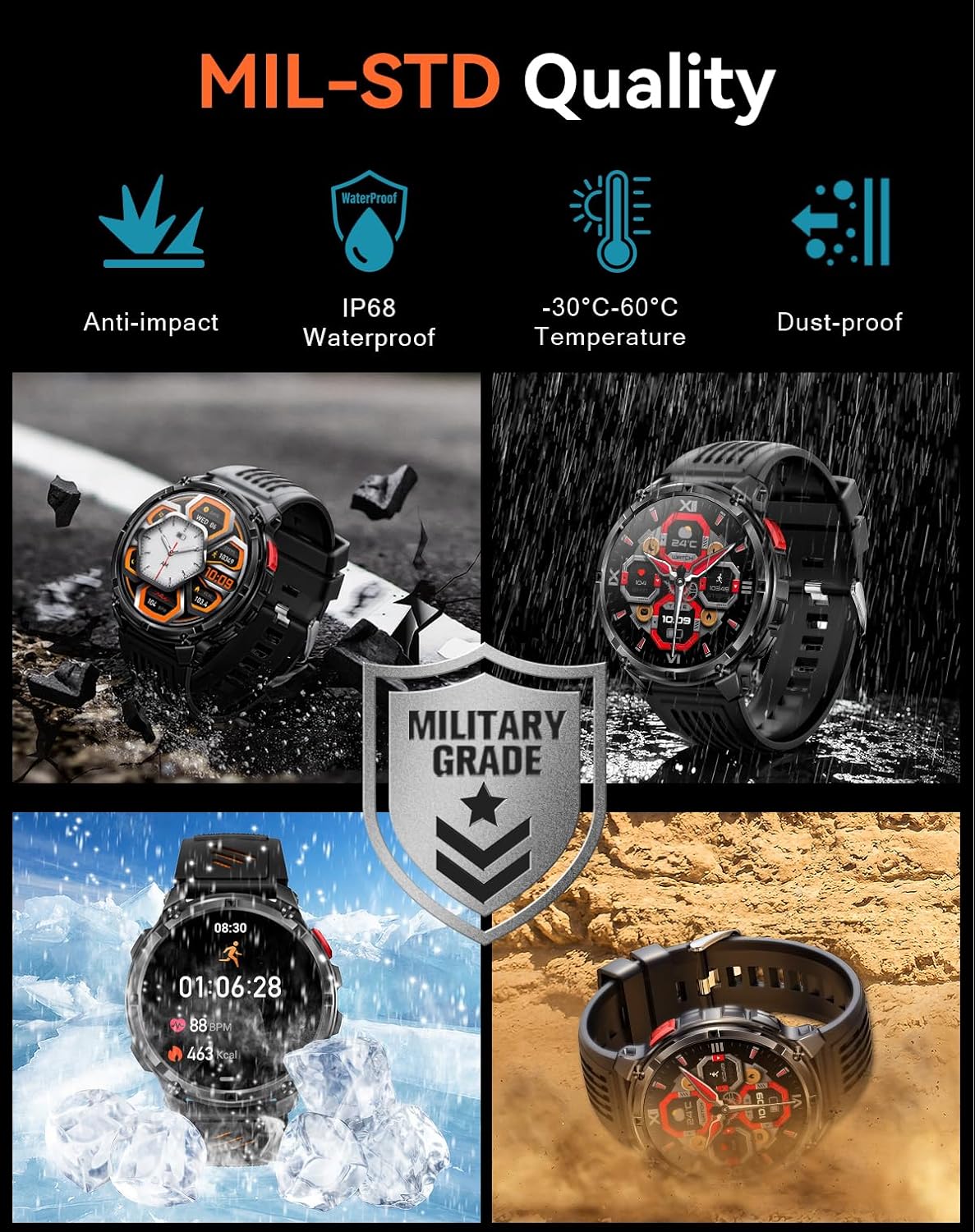 Smartwatch Uomo con Chiamate Bluetooth, Viola - immagine 2